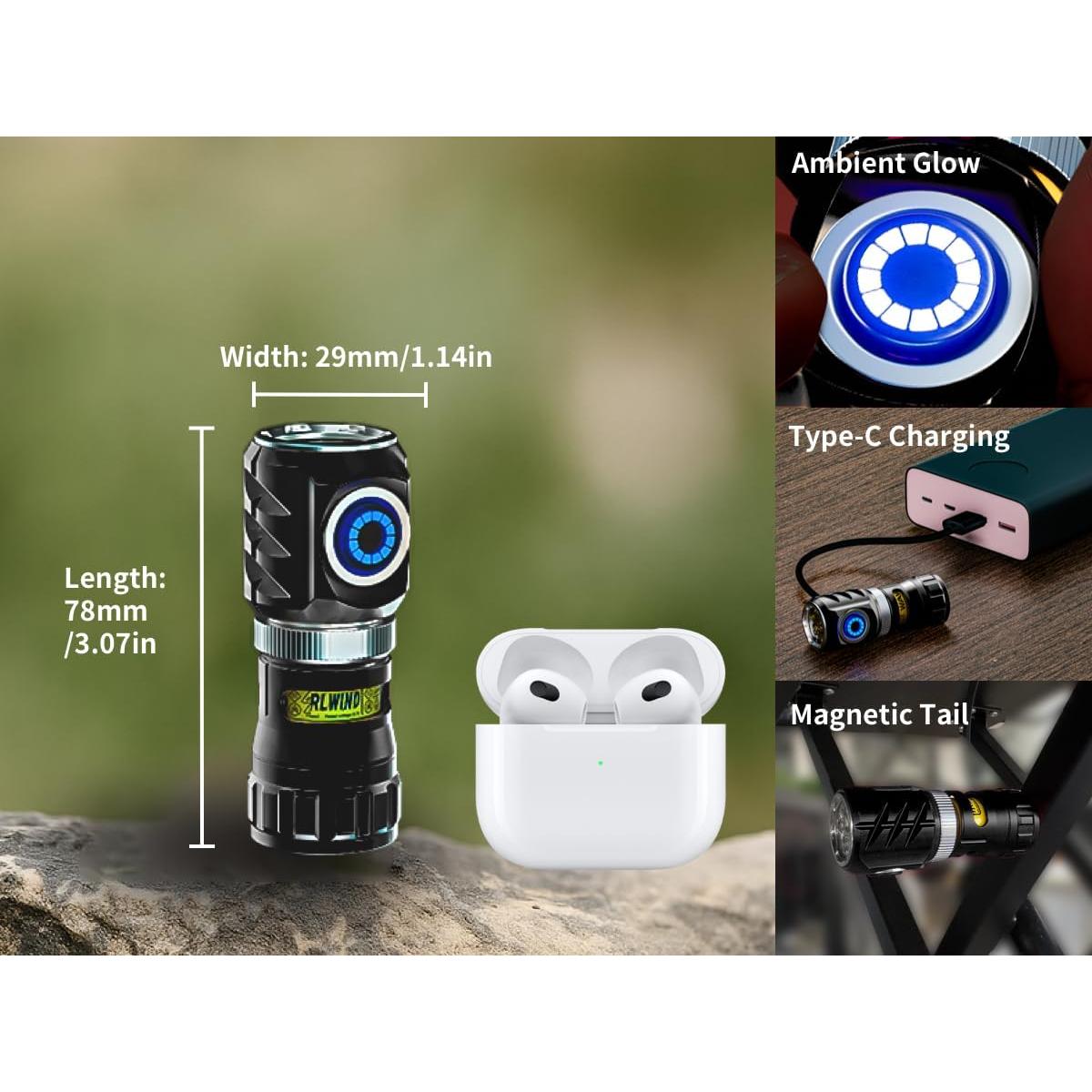 Linterna Mini EDC WARSUN FXXF 1000 Lúmenes Recargable