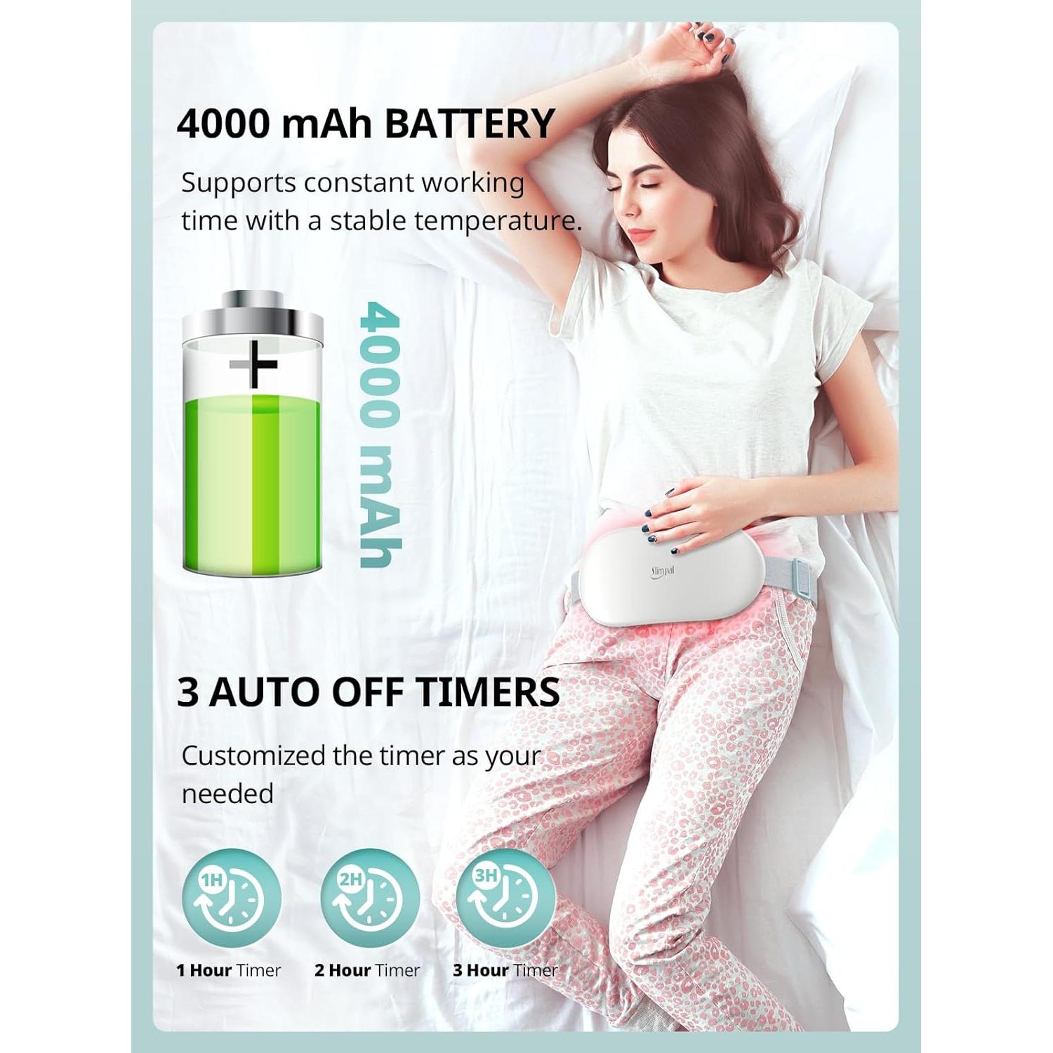 Almohadilla Térmica Slimpal Grande Inalámbrica para Alivio Menstrual