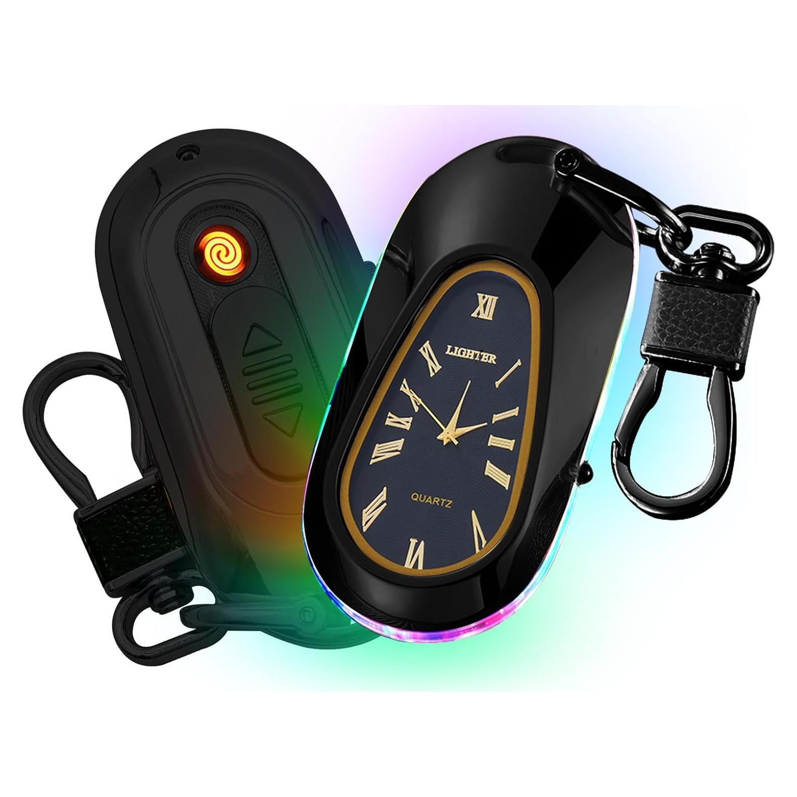 Encendedor eléctrico recargable TIKIUKI con llavero y reloj