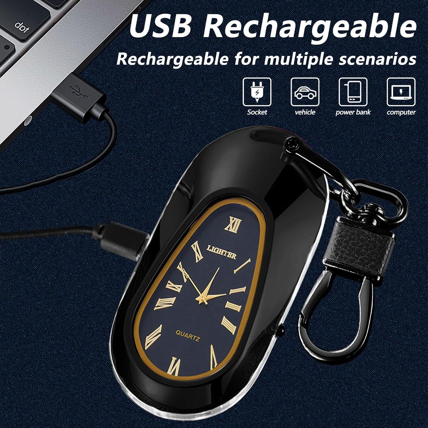 Encendedor eléctrico recargable TIKIUKI con llavero y reloj