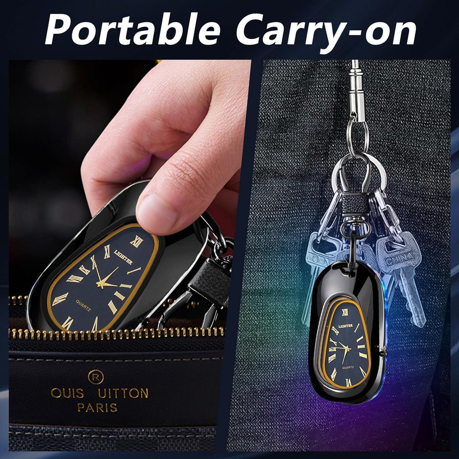 Encendedor eléctrico recargable TIKIUKI con llavero y reloj