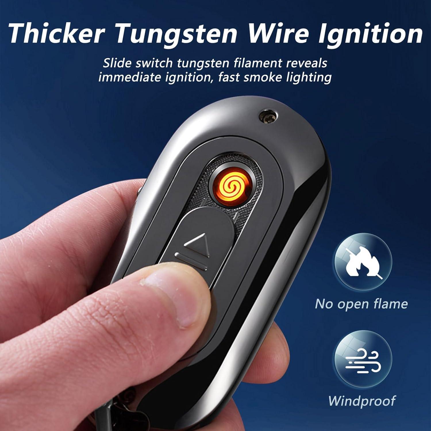 Encendedor eléctrico recargable TIKIUKI con llavero y reloj