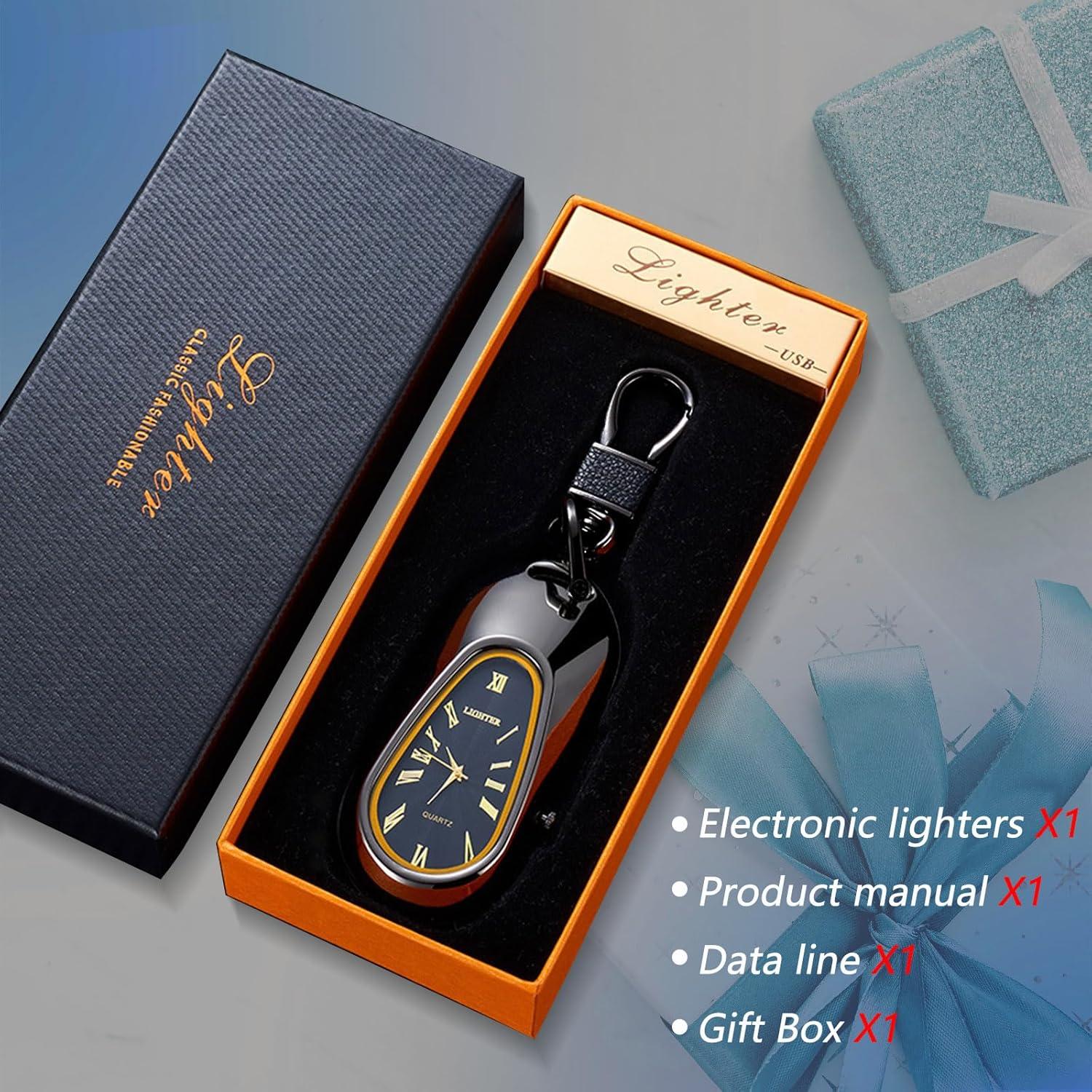 Encendedor eléctrico recargable TIKIUKI con llavero y reloj