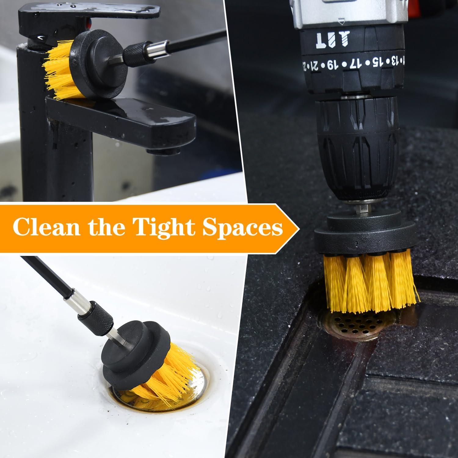 Kit de cepillos de limpieza para taladro DkOvn 3 piezas amarillo