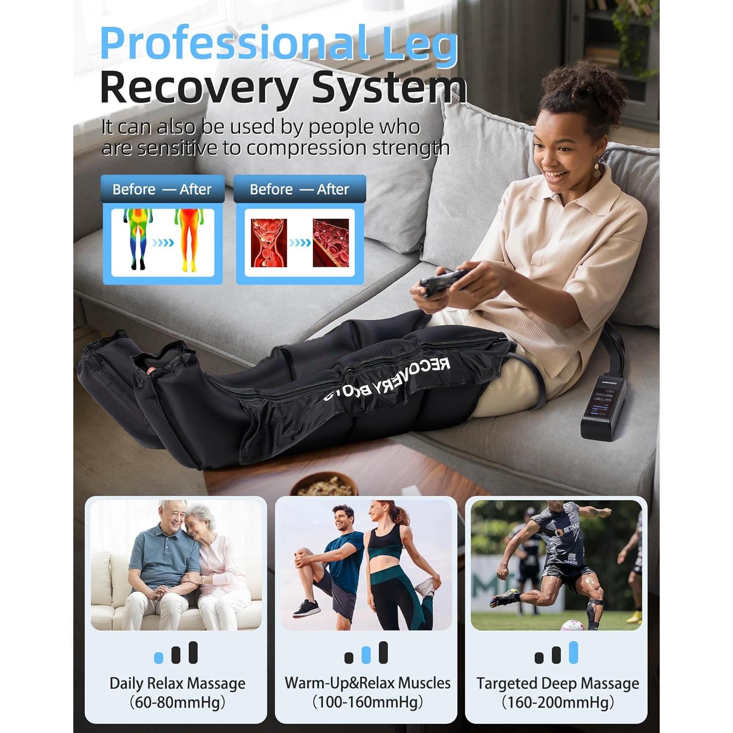 Masajeador de Piernas YINGGG FE-7204B con Compresión 9 Niveles