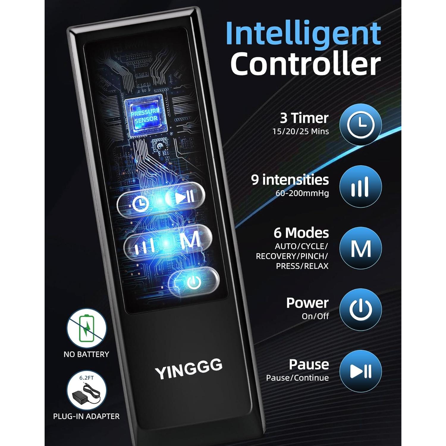 Masajeador de Piernas YINGGG FE-7204B con Compresión 9 Niveles