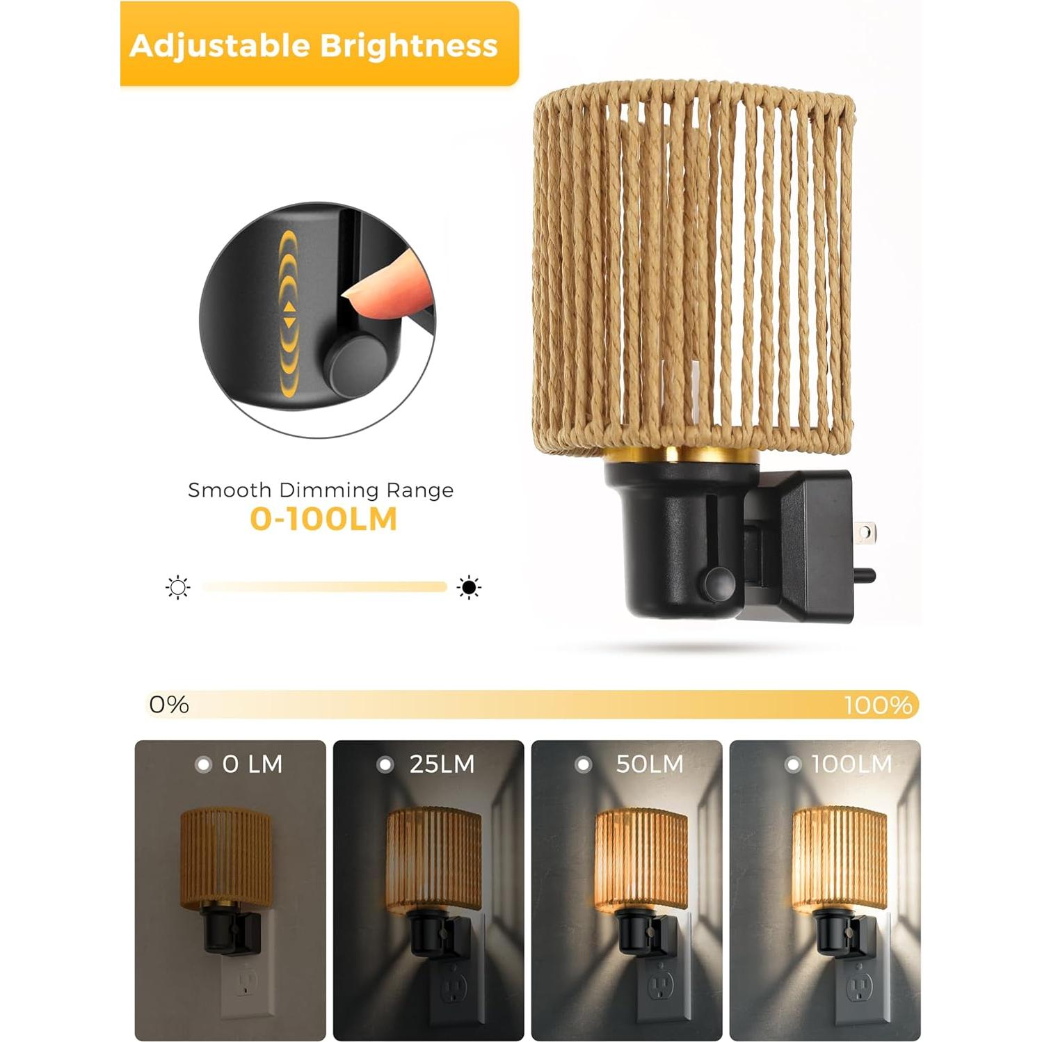 L LOHAS LED Luz Nocturna Boho Regulable 0-100LM con Sensor