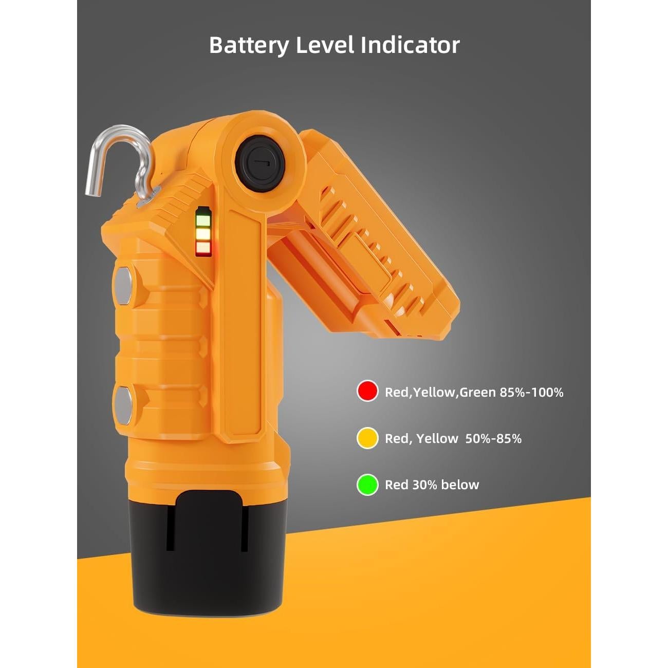 Luz de Trabajo LED Recargable VTEK con Base Magnética Amarillo