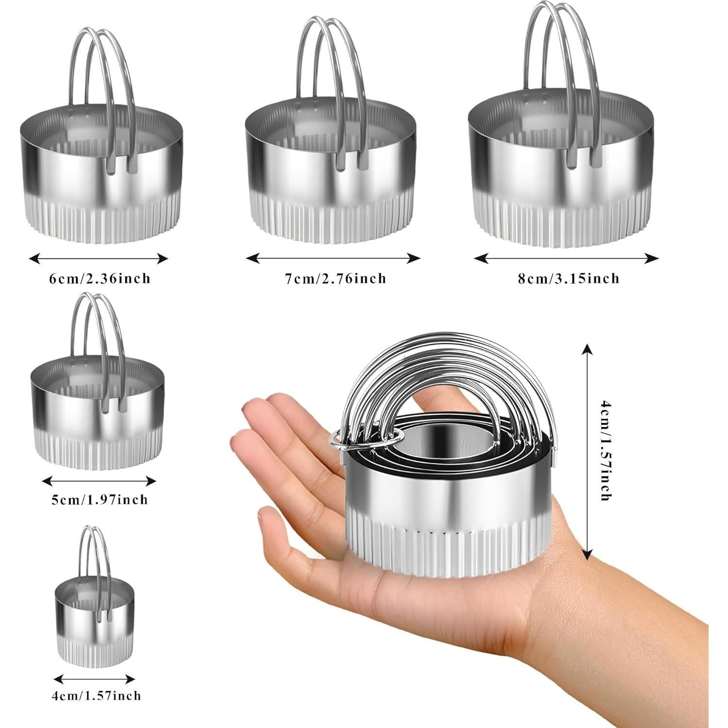 Juego de Cortadores de Galletas Redondos Kofebe 5 Piezas Acero Inoxidable