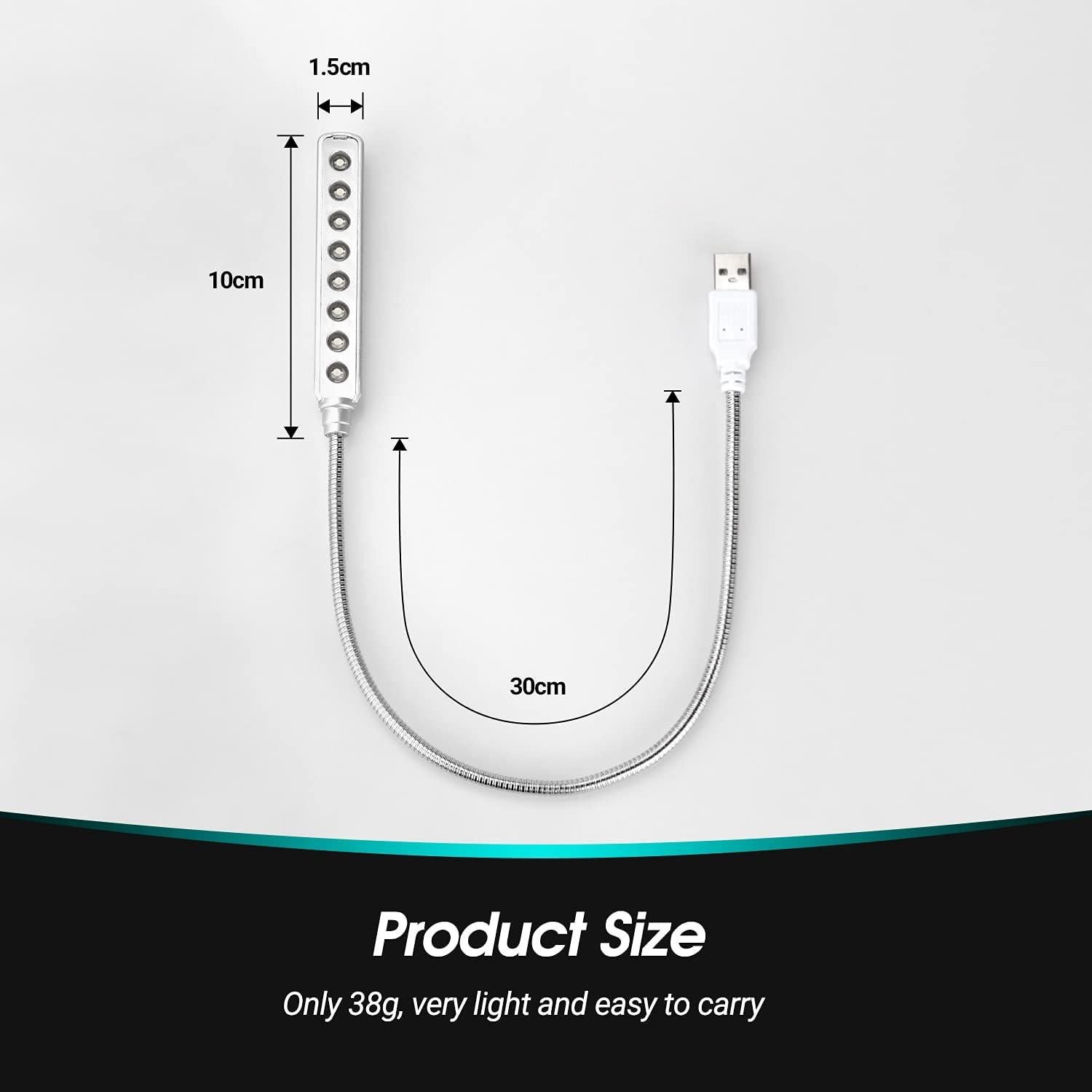 Lámpara LED USB Daffodil ULT05 Plata - 8 LEDs Ajustable 45cm