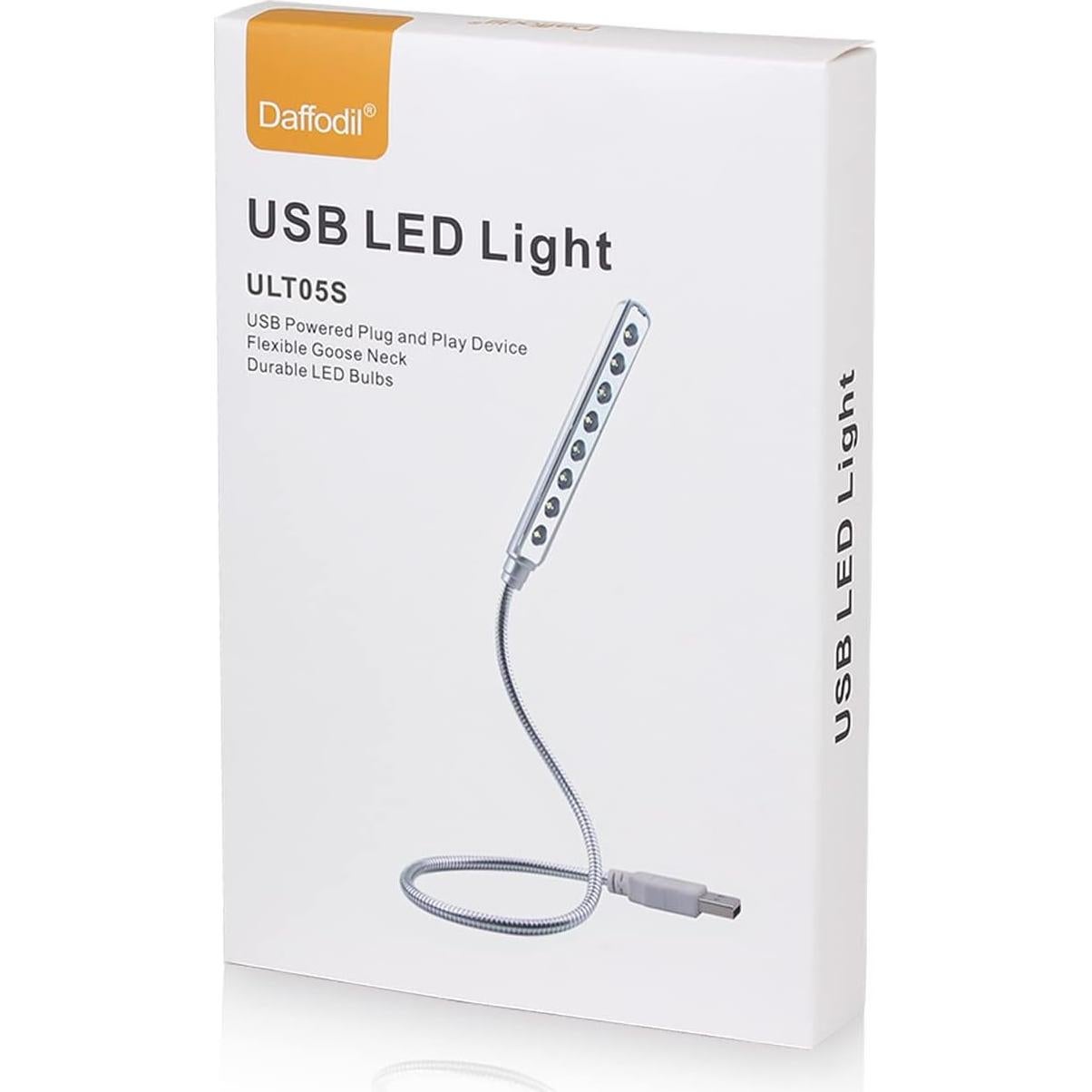 Lámpara LED USB Daffodil ULT05 Plata - 8 LEDs Ajustable 45cm