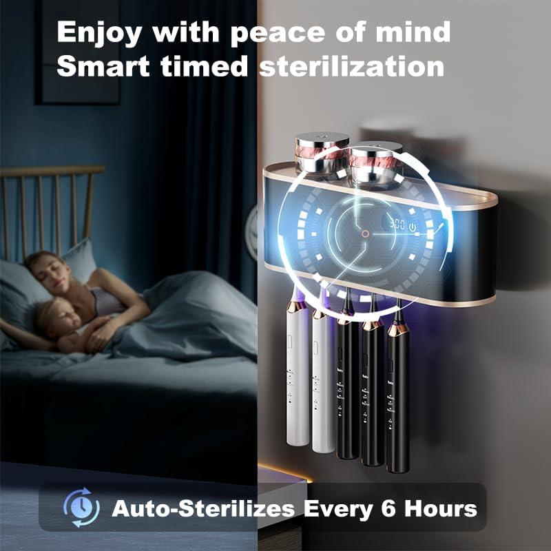 Soporte desinfectante de cepillos de dientes UV AFQLED Pro 4 usuarios