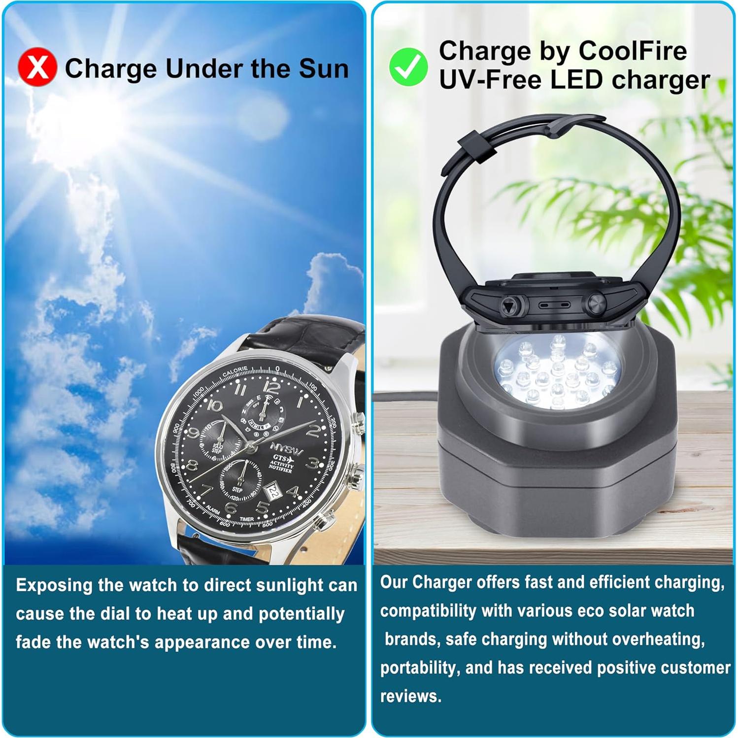 Cargador Solar Rápido CoolFire Tipo-C para Relojes Ecológicos