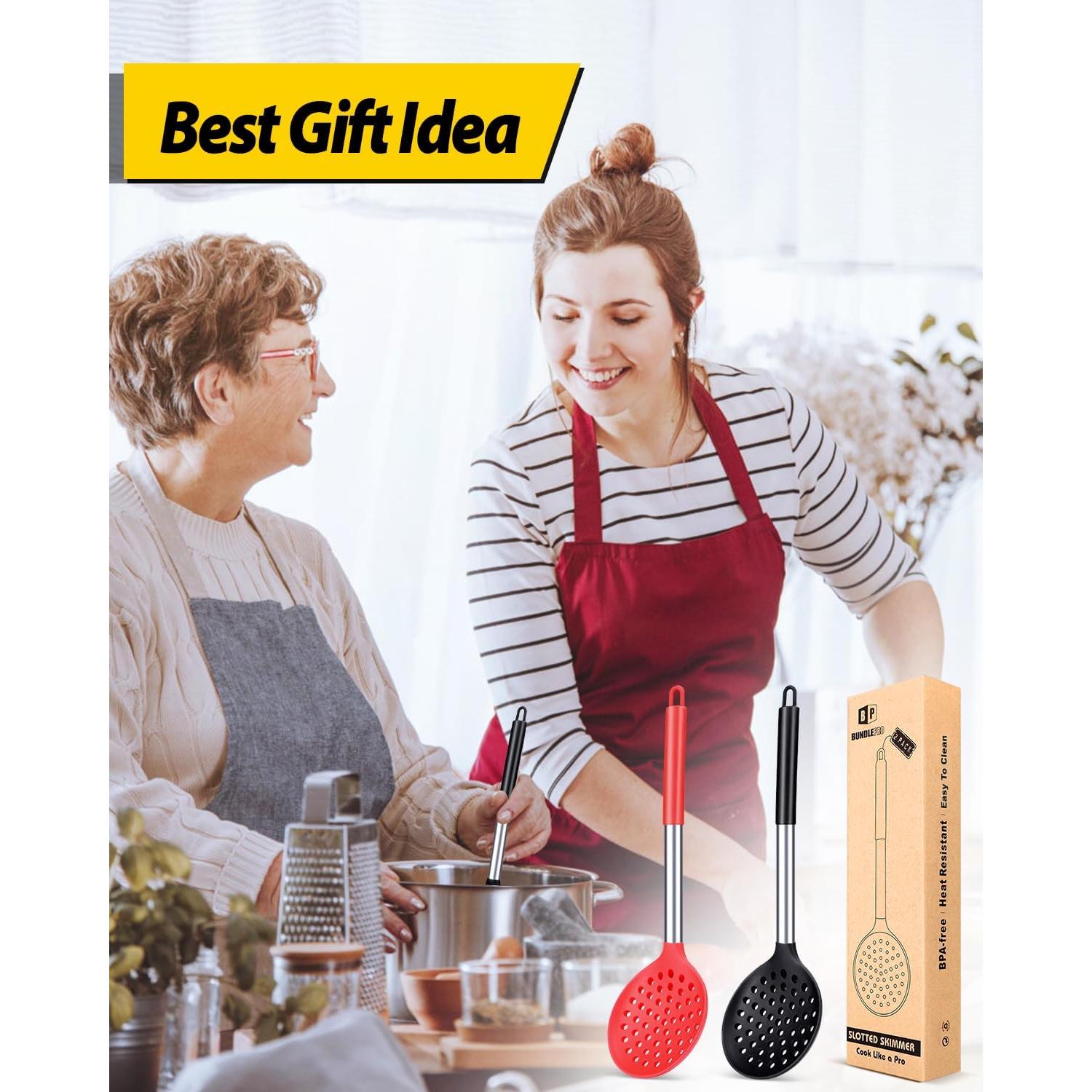 Juego de Cucharas de Cocina Bundlepro con Colador 2 Piezas