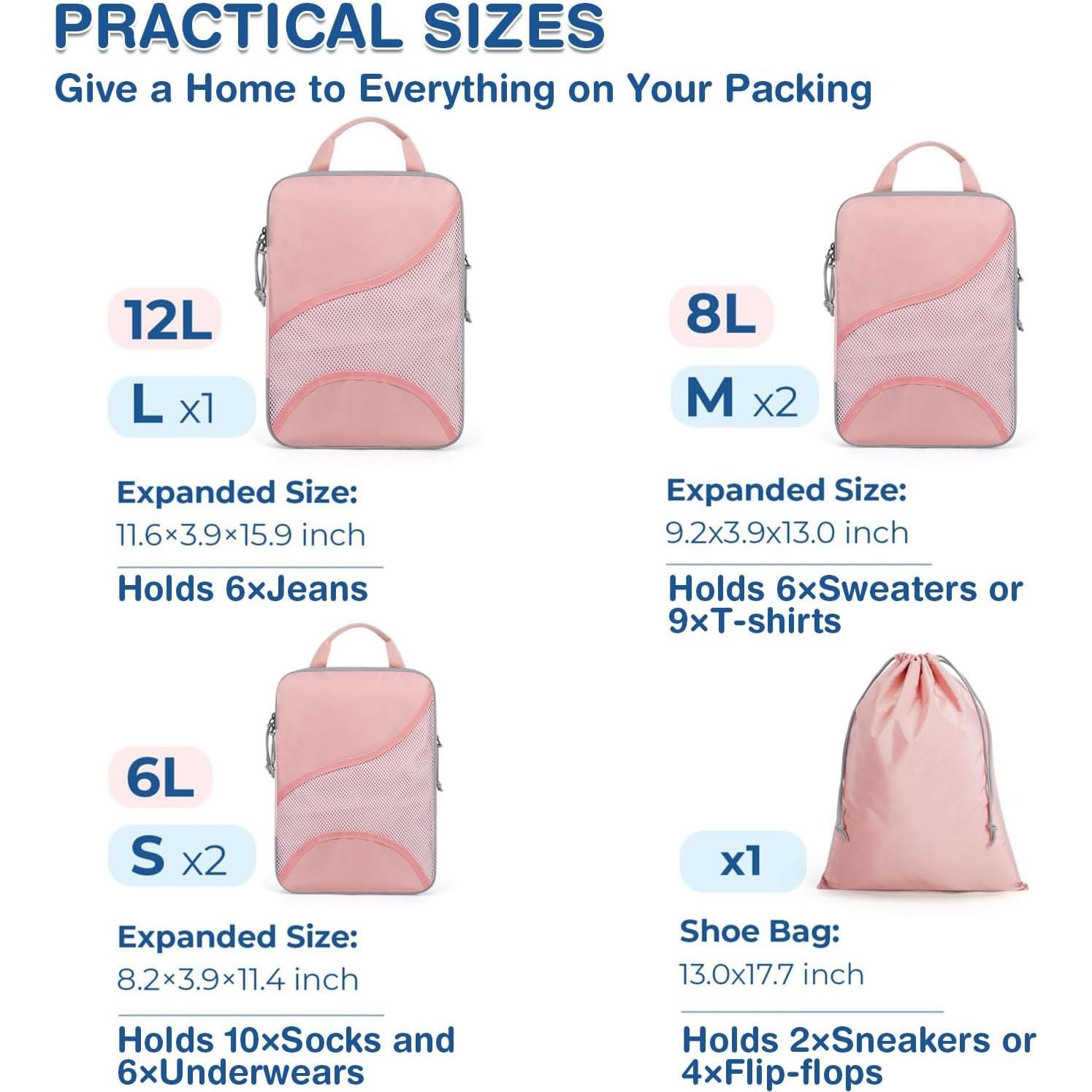 Set de Cubos de Compresión VIDUTC 6 Piezas Rosa Nylon