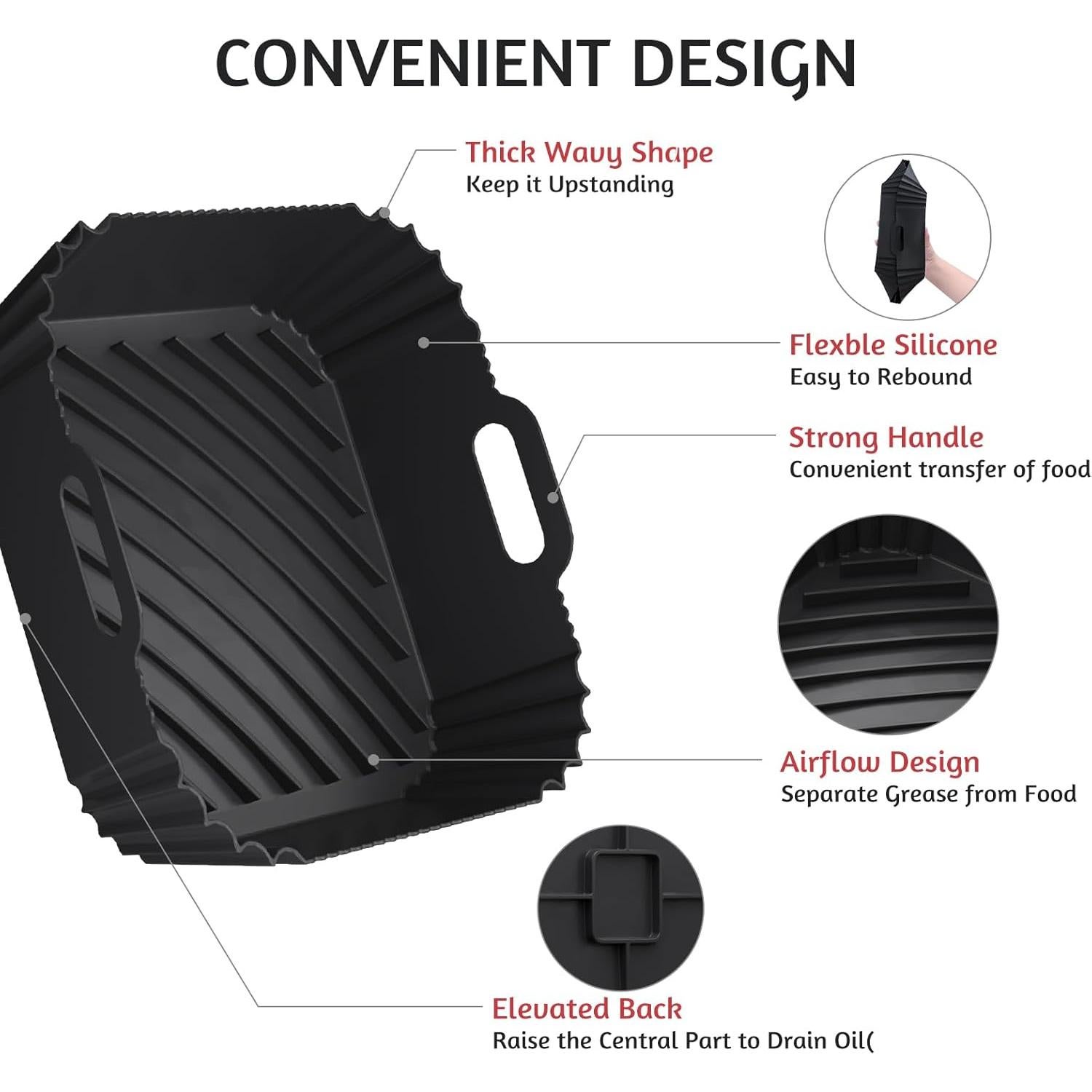 Forros de Silicona Viretec para Freidora de Aire 4-7Qt 2 Pcs