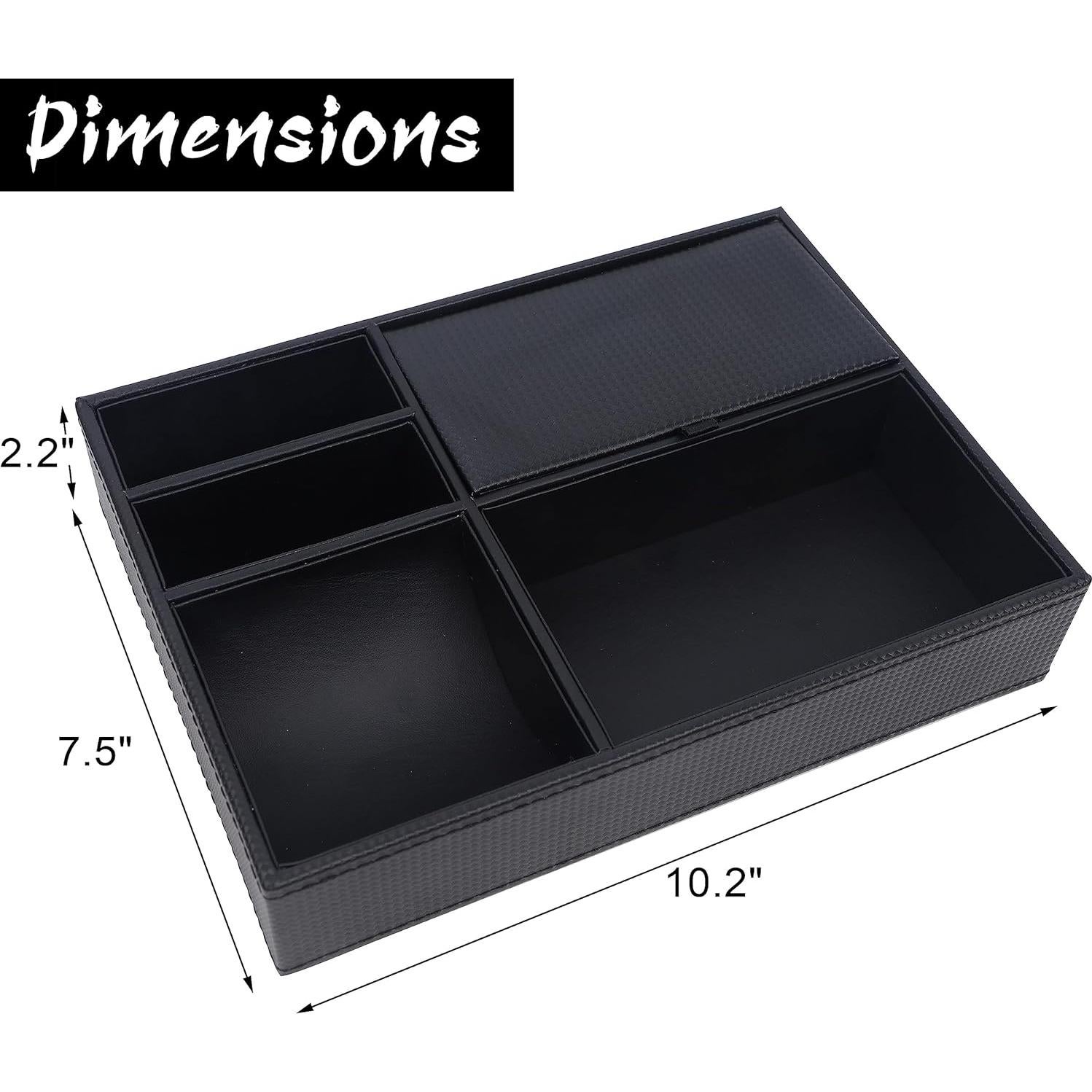 Bandeja de Valet Zcaukya de Cuero Sintético Negro con 5 Compartimentos