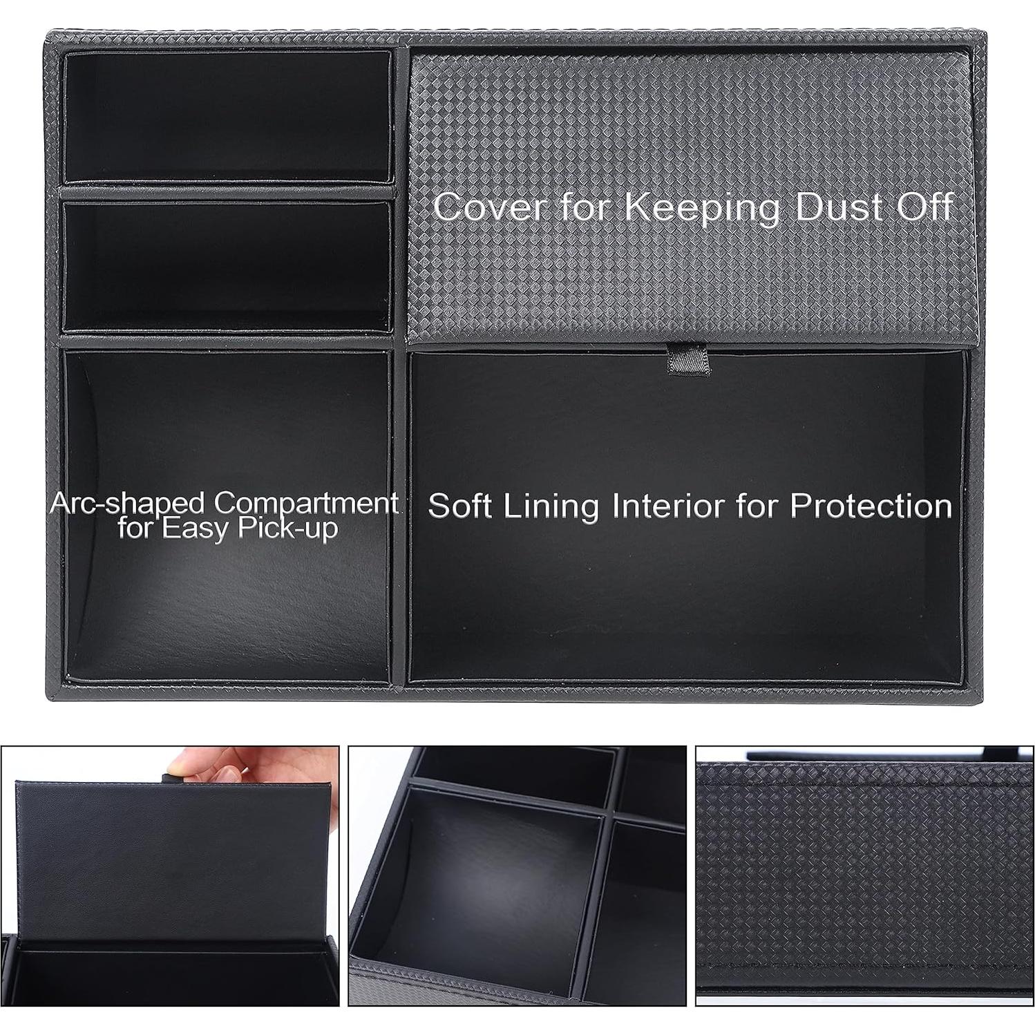 Bandeja de Valet Zcaukya de Cuero Sintético Negro con 5 Compartimentos