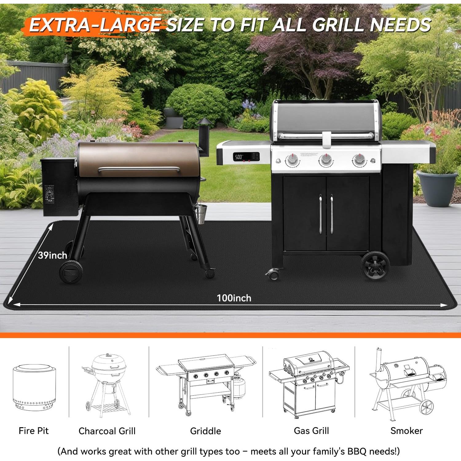 Alfombrilla Grande a Prueba de Fuego Rumlick 254x99 cm para Parrilla