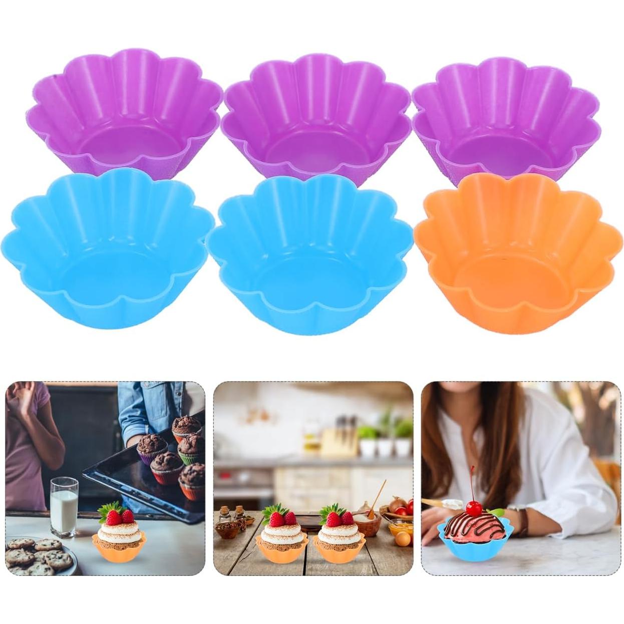 Moldes de Silicona Kichvoe 6Pcs para Muffins en Flor