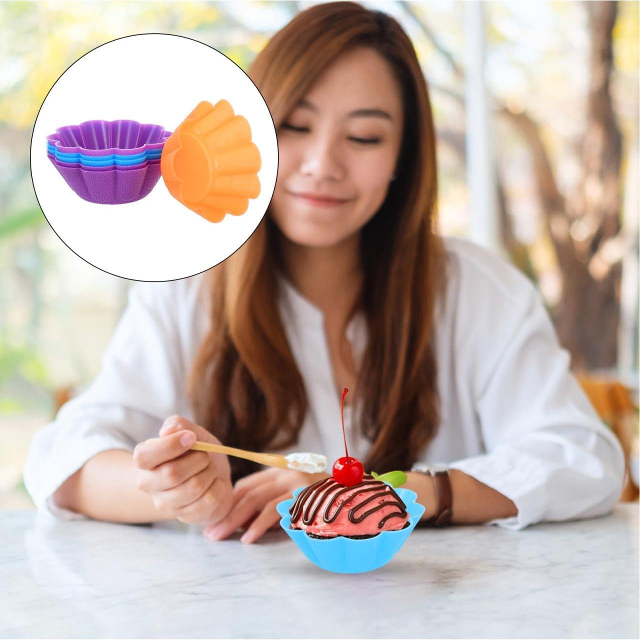 Moldes de Silicona Kichvoe 6Pcs para Muffins en Flor