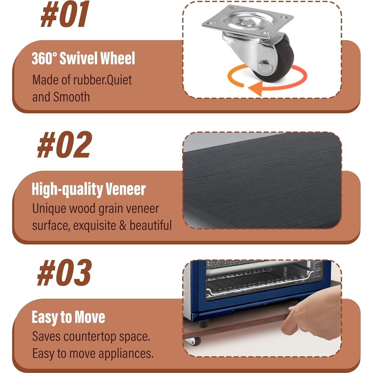 Bandeja deslizante 360° JAYOBGO para electrodomésticos negra