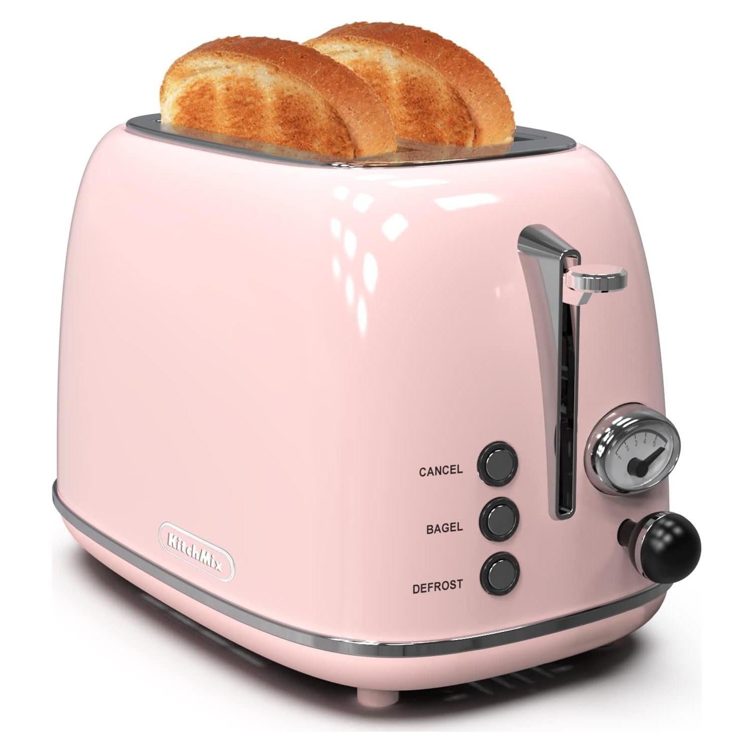 Tostadora KitchMix Retro 2 Rebanadas Acero Inoxidable Rosa
