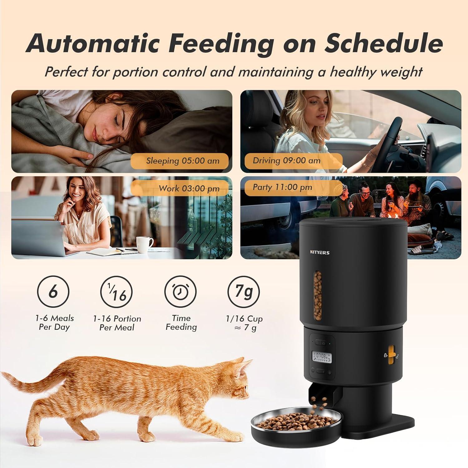 Comedero Automático Nityers 5L para Gatos y Perros - Programable