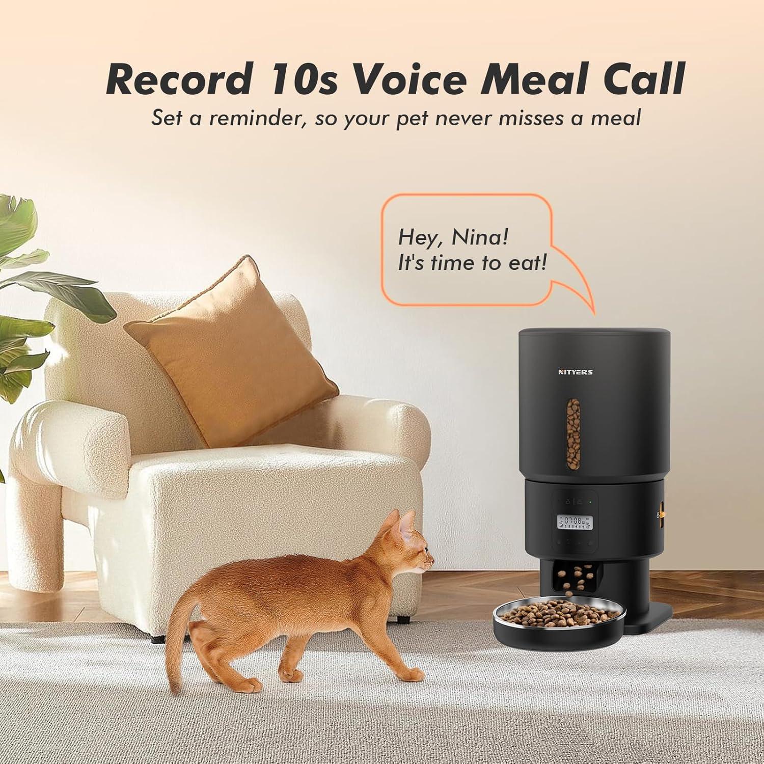 Comedero Automático Nityers 5L para Gatos y Perros - Programable