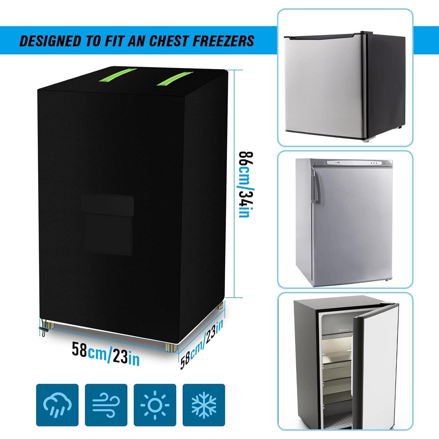 Cubierta de Congelador ZUYIYI F1000 Impermeable 86.3x58.2x86.3 cm