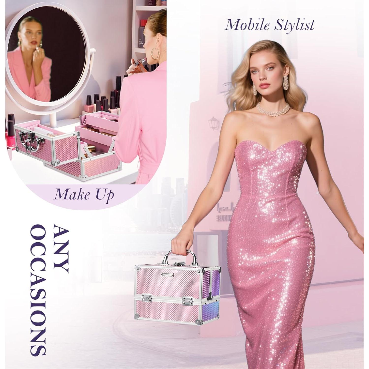 Estuche de Maquillaje Portátil Frenessa Rosa Sirena 24x21x18cm