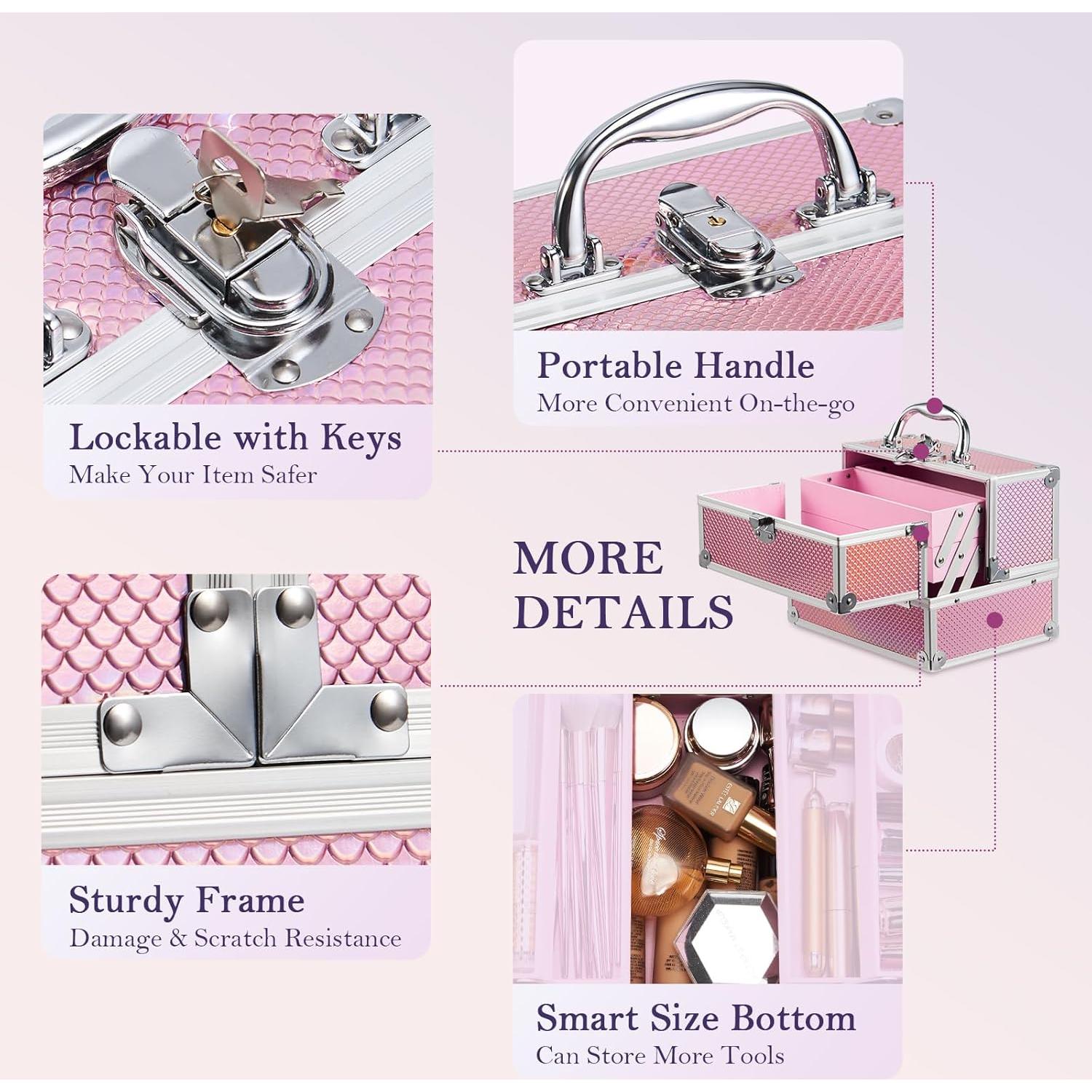 Estuche de Maquillaje Portátil Frenessa Rosa Sirena 24x21x18cm