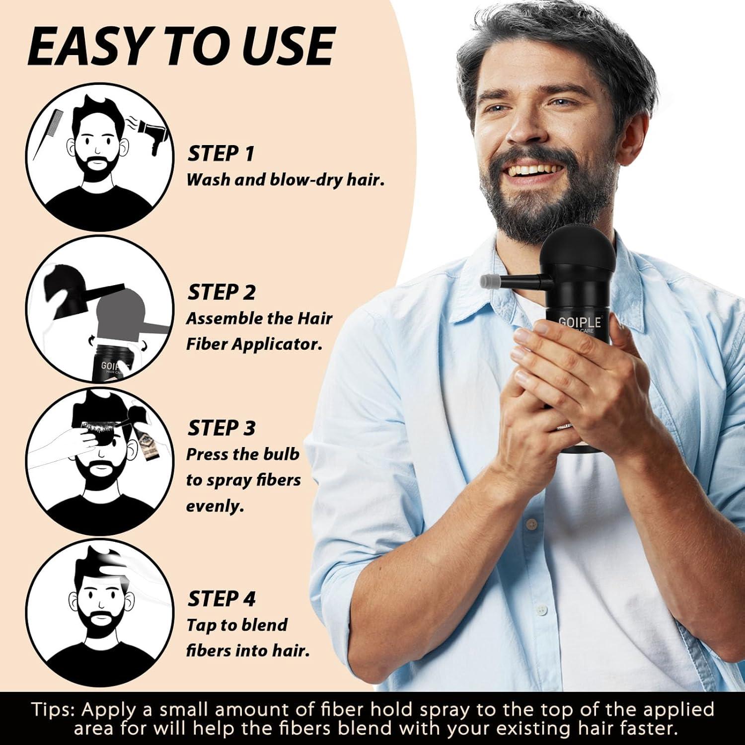 Juego de Aplicador de Fibra para Cabello y Barba WOZUTUNT - Negro