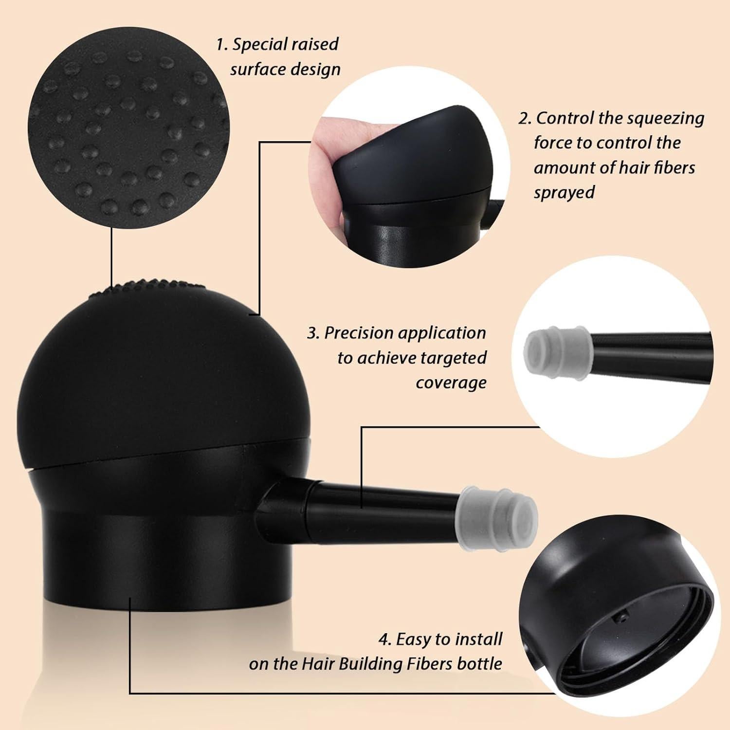 Juego de Aplicador de Fibra para Cabello y Barba WOZUTUNT - Negro