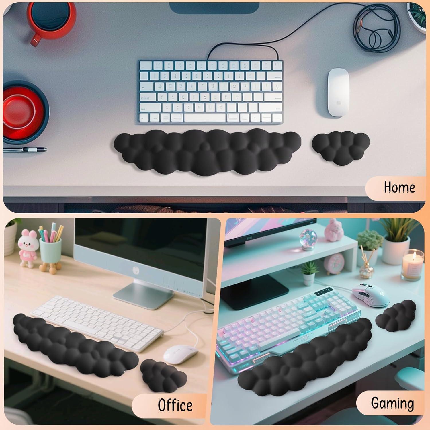 Juego de Reposamuñecas Ergonómico KINREEB Negro - Teclado y Ratón