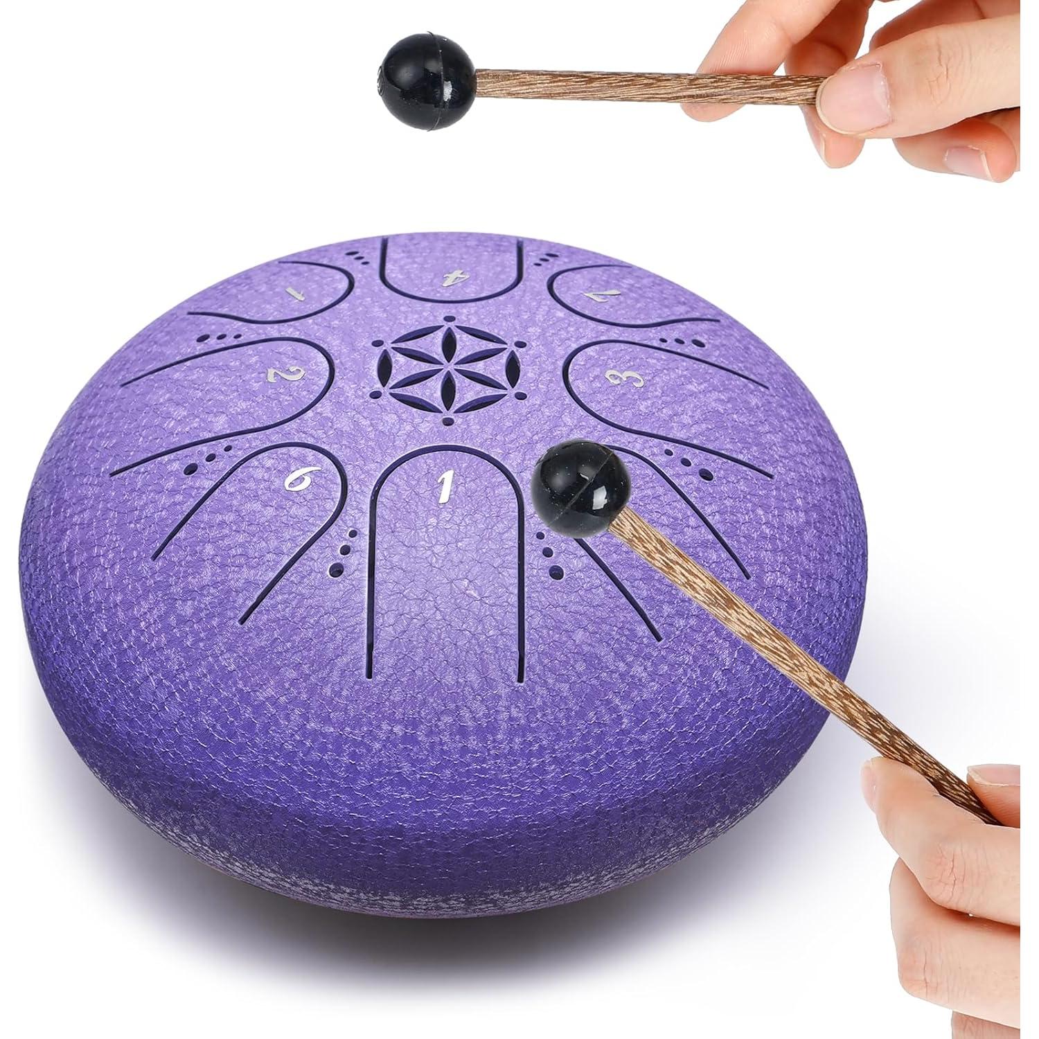 Tambor de Lengua de Acero PUJONI 15 cm 8 Notas Lavanda