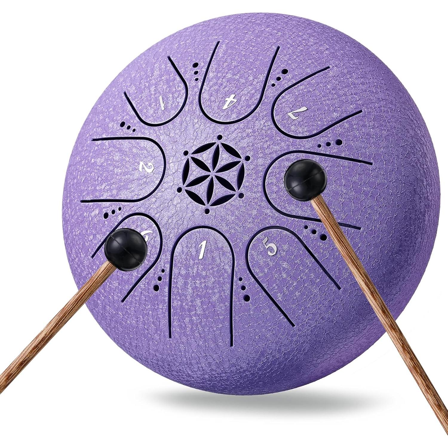 Tambor de Lengua de Acero PUJONI 15 cm 8 Notas Lavanda