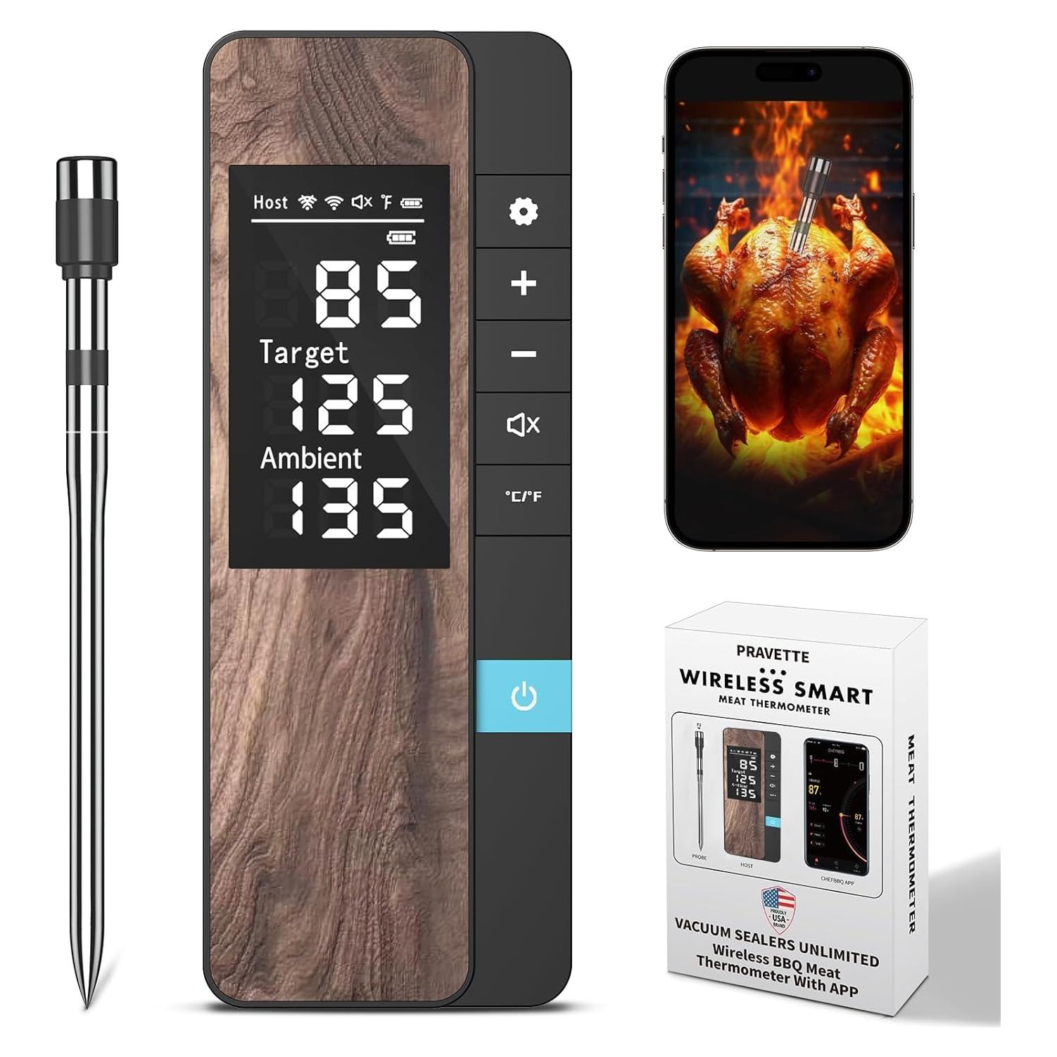 Termómetro de Carne Inalámbrico PRAVETTE con Sonda Ultra Fina