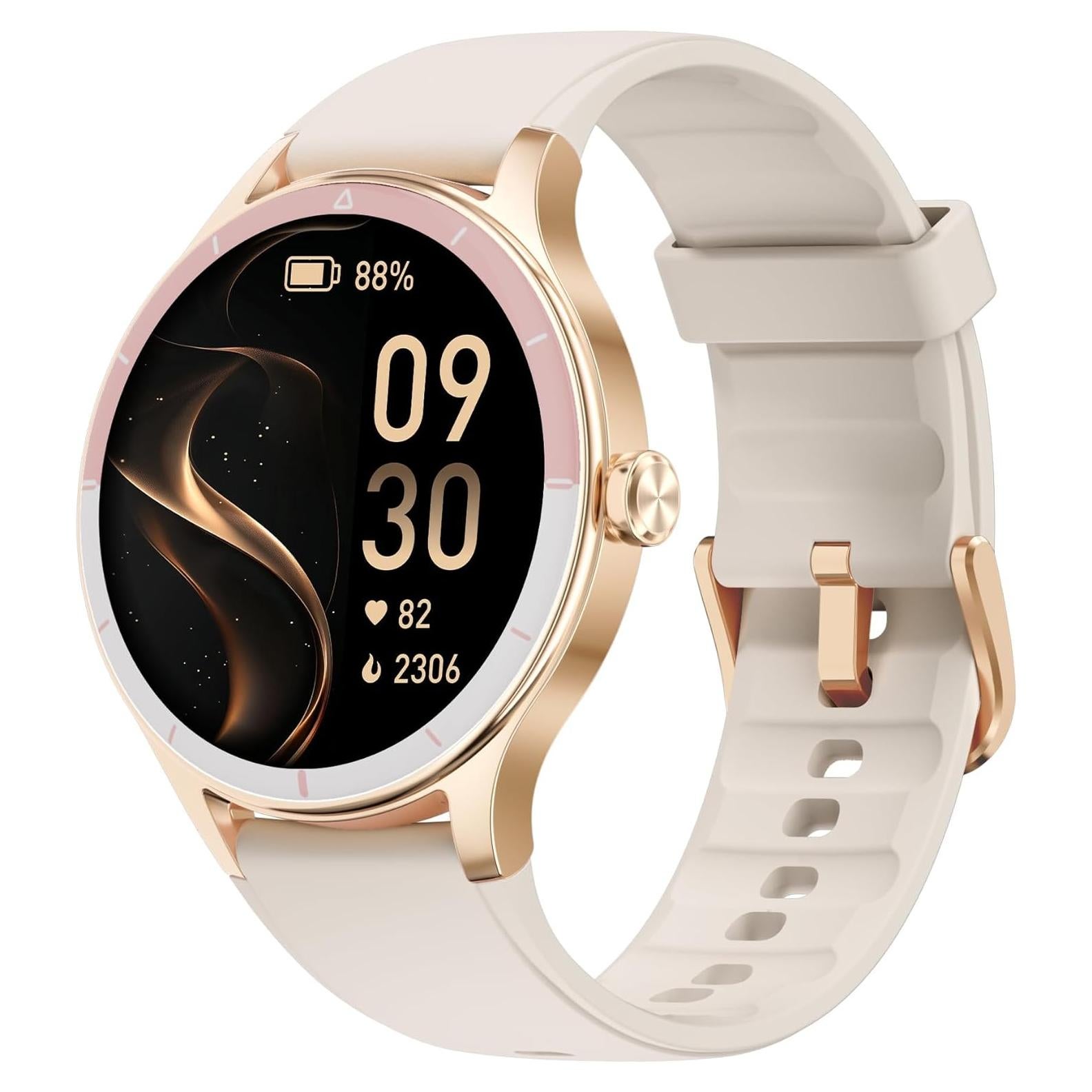 Reloj Inteligente TOOBUR Beige para Mujeres - Fitness y Salud