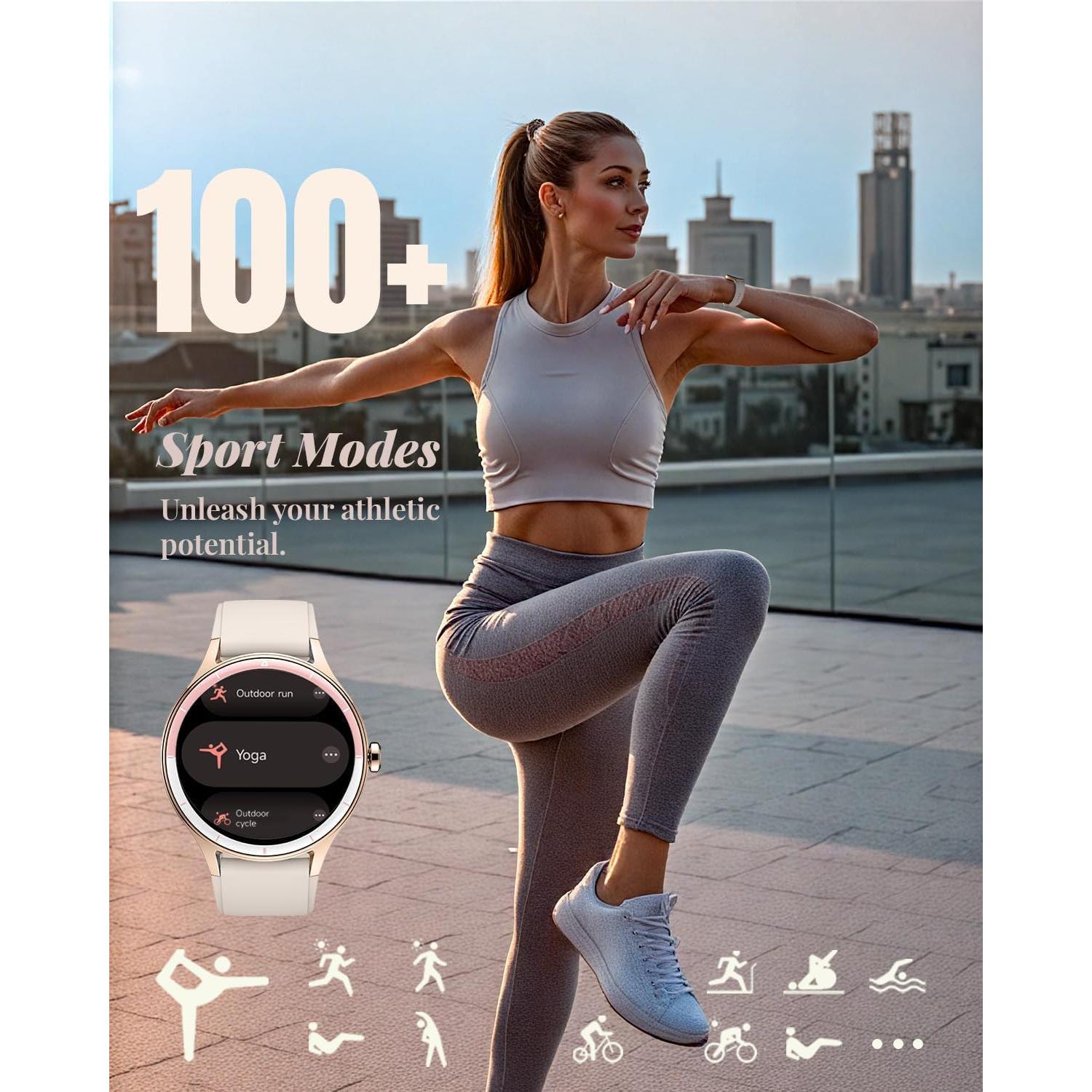 Reloj Inteligente TOOBUR Beige para Mujeres - Fitness y Salud