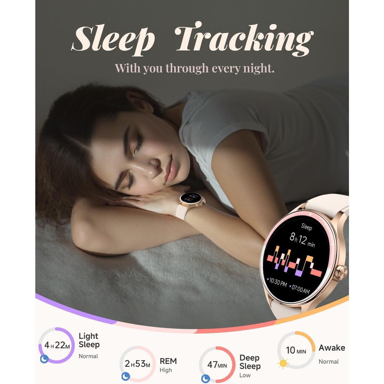 Reloj Inteligente TOOBUR Beige para Mujeres - Fitness y Salud