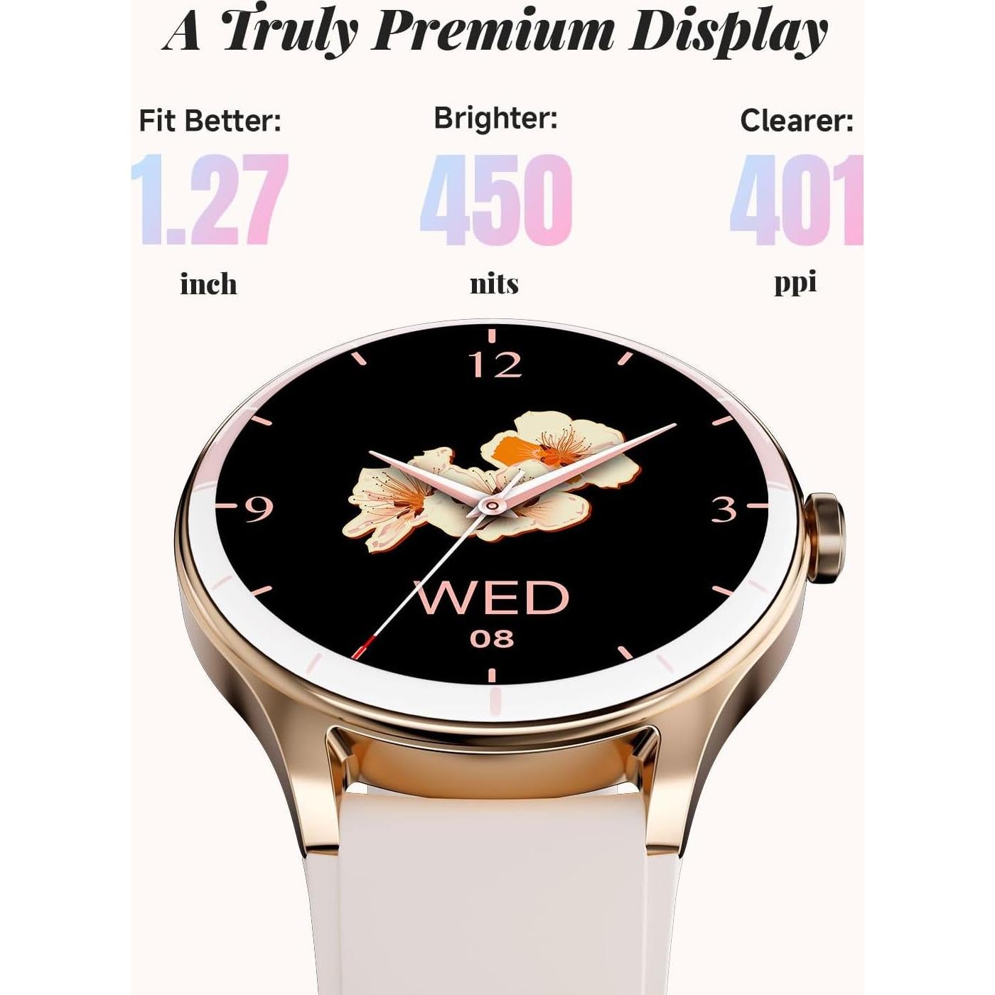 Reloj Inteligente TOOBUR Beige para Mujeres - Fitness y Salud