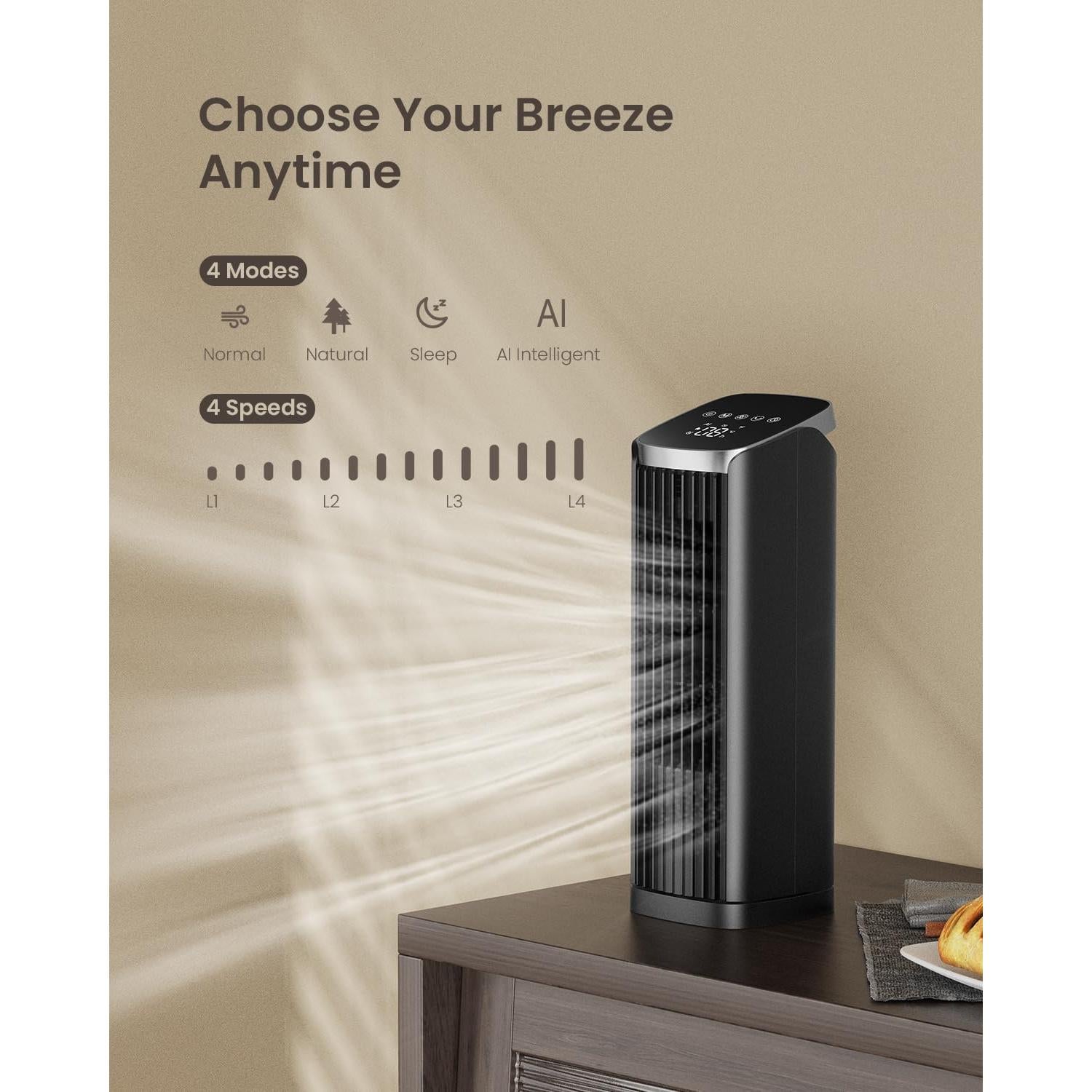 Ventilador de Torre PNTCK FTS018R 33 cm Control Remoto Oscilante