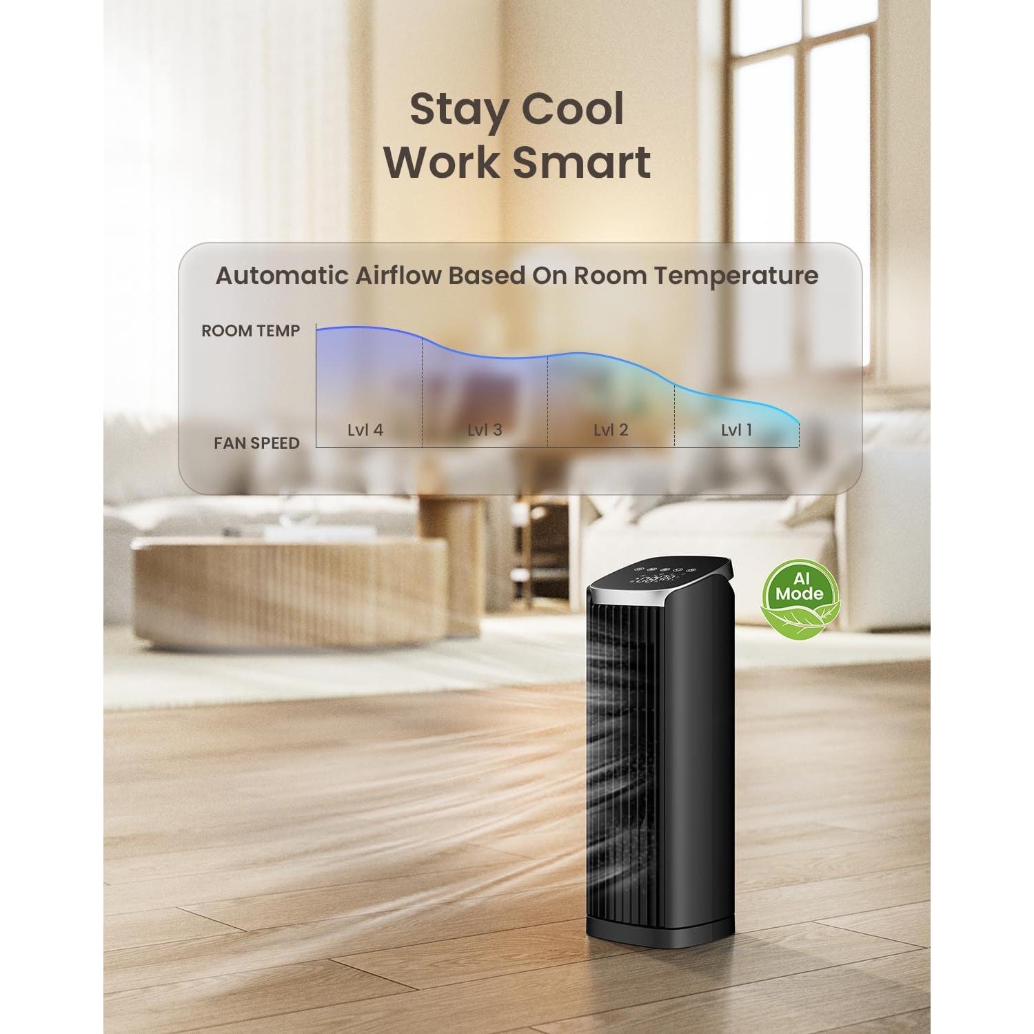 Ventilador de Torre PNTCK FTS018R 33 cm Control Remoto Oscilante