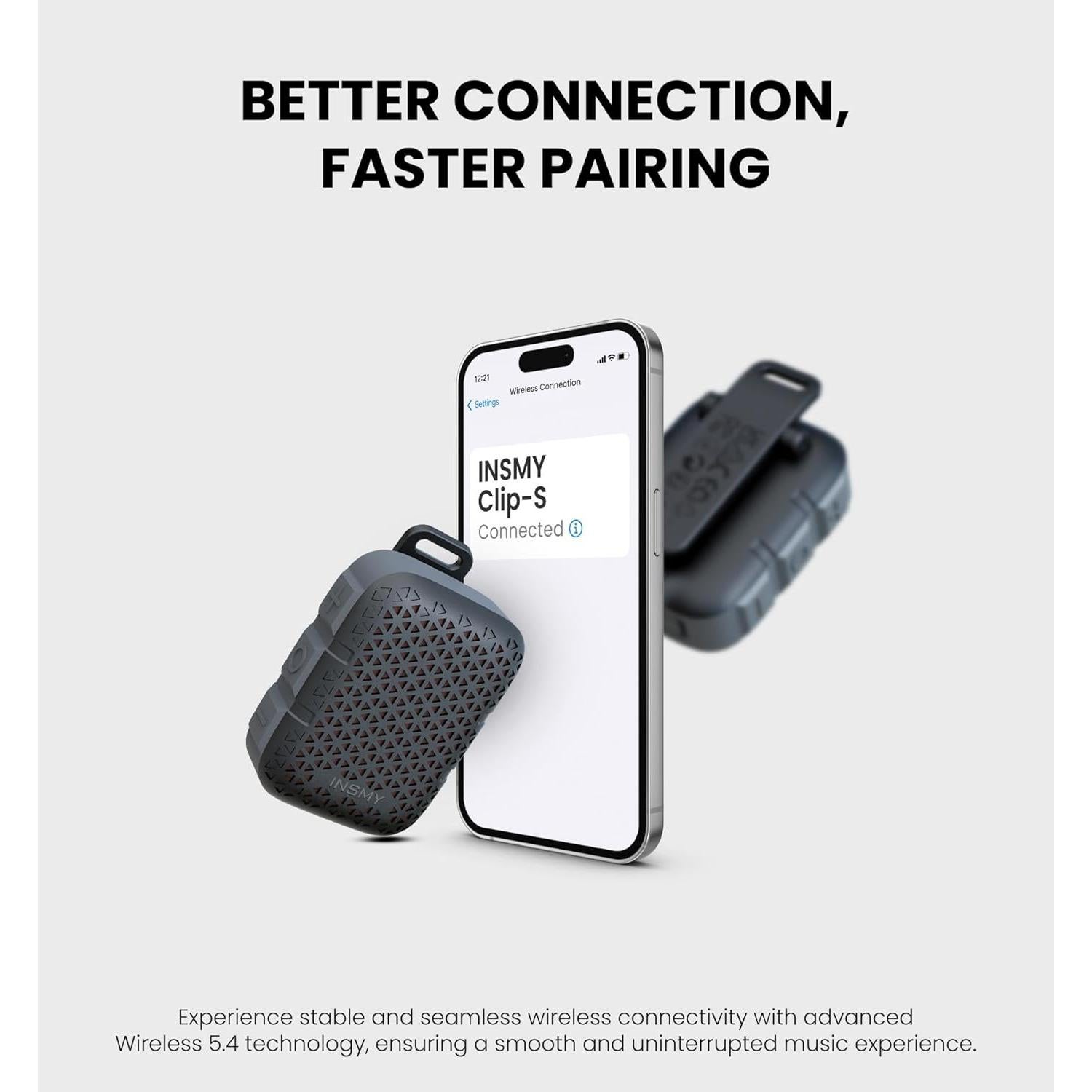 Altavoz Bluetooth Portátil INSMY Clip-S IP67 Impermeable 7.13 cm