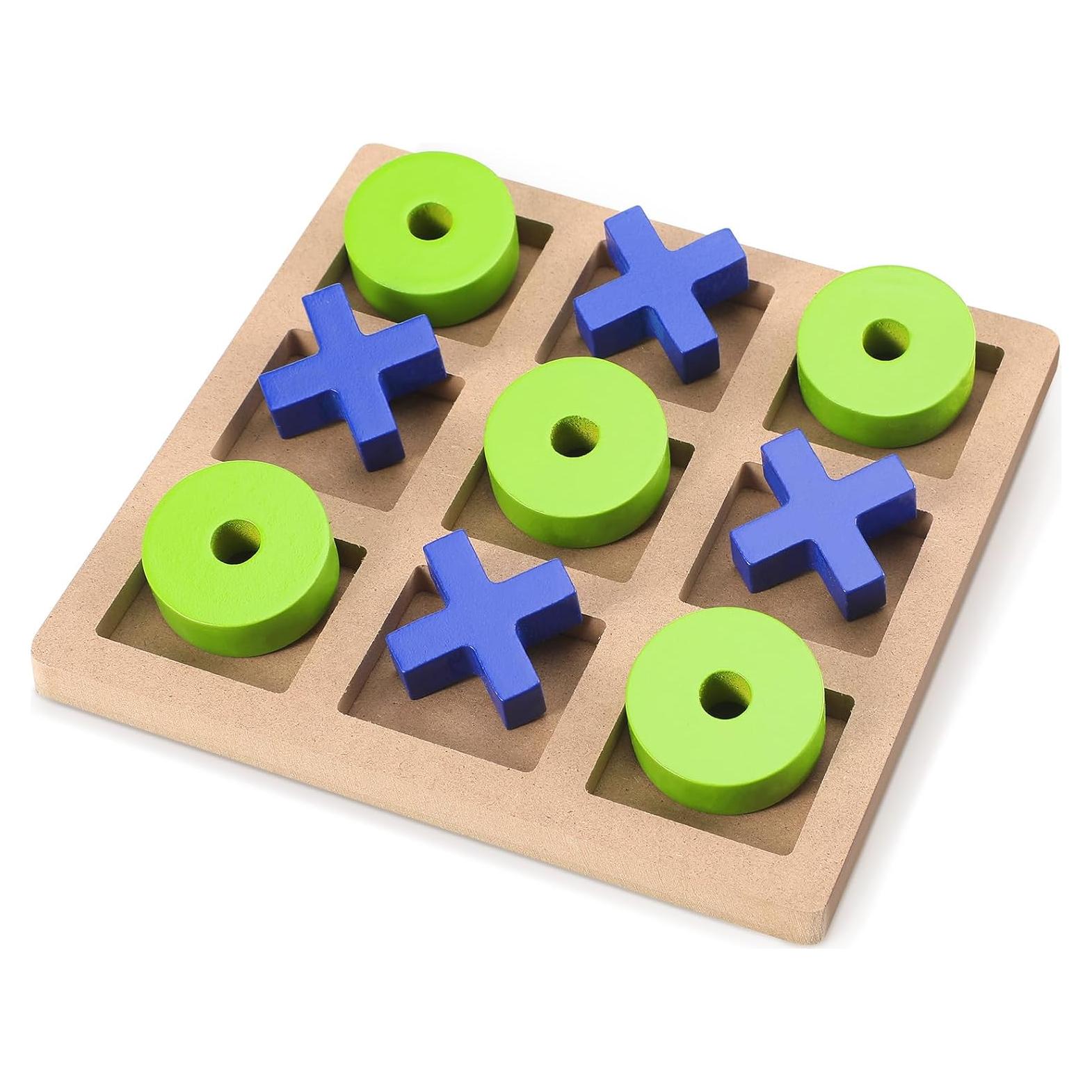 Juego de Tres en Raya de Madera Seenelling 18x18 cm Azul Verde