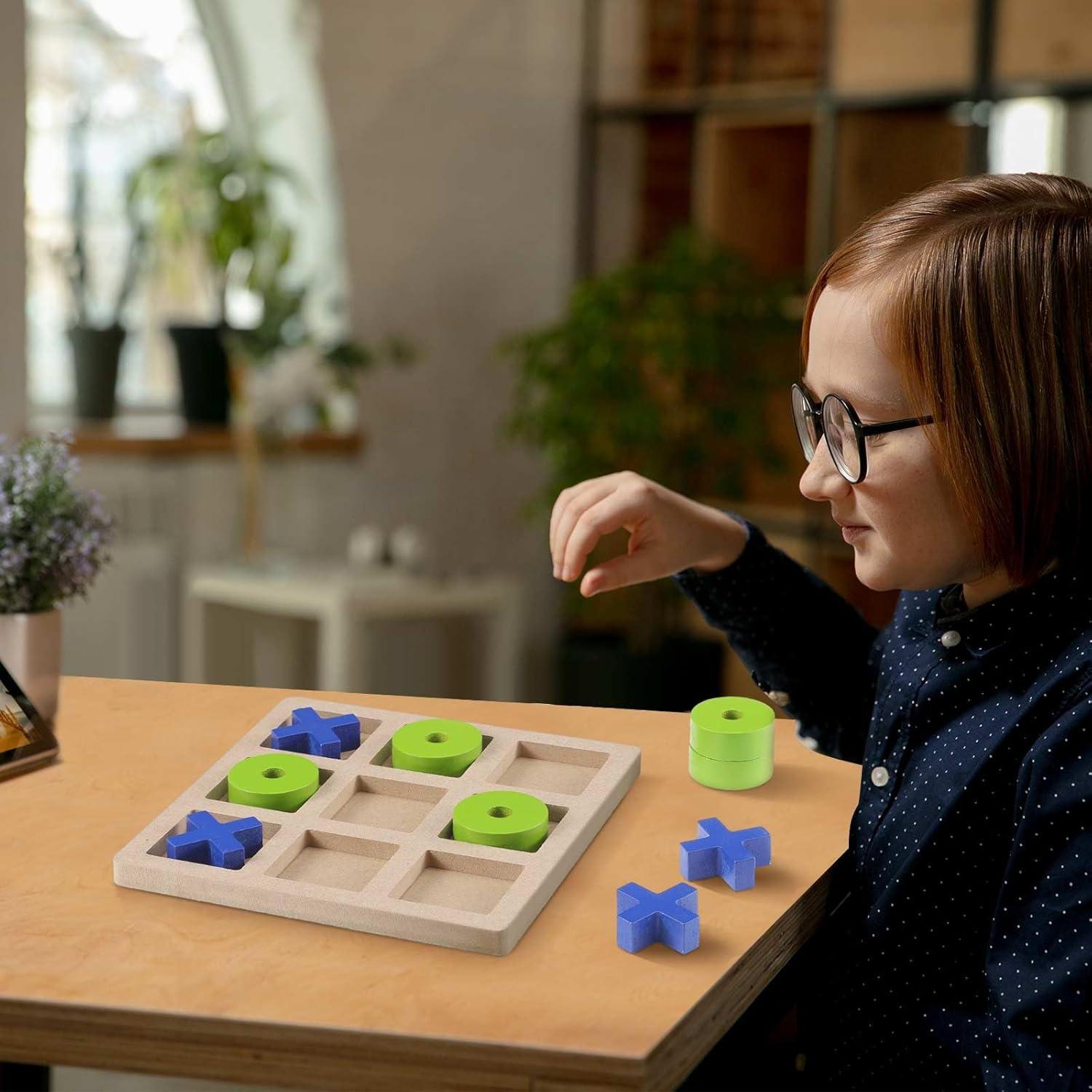 Juego de Tres en Raya de Madera Seenelling 18x18 cm Azul Verde