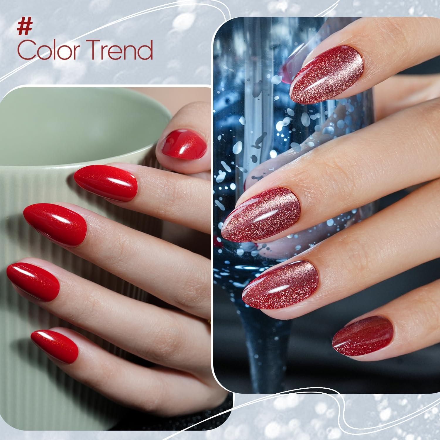 Uñas Postizas Cortas Jofay Fashion - 5 Estilos Rojos Almendra