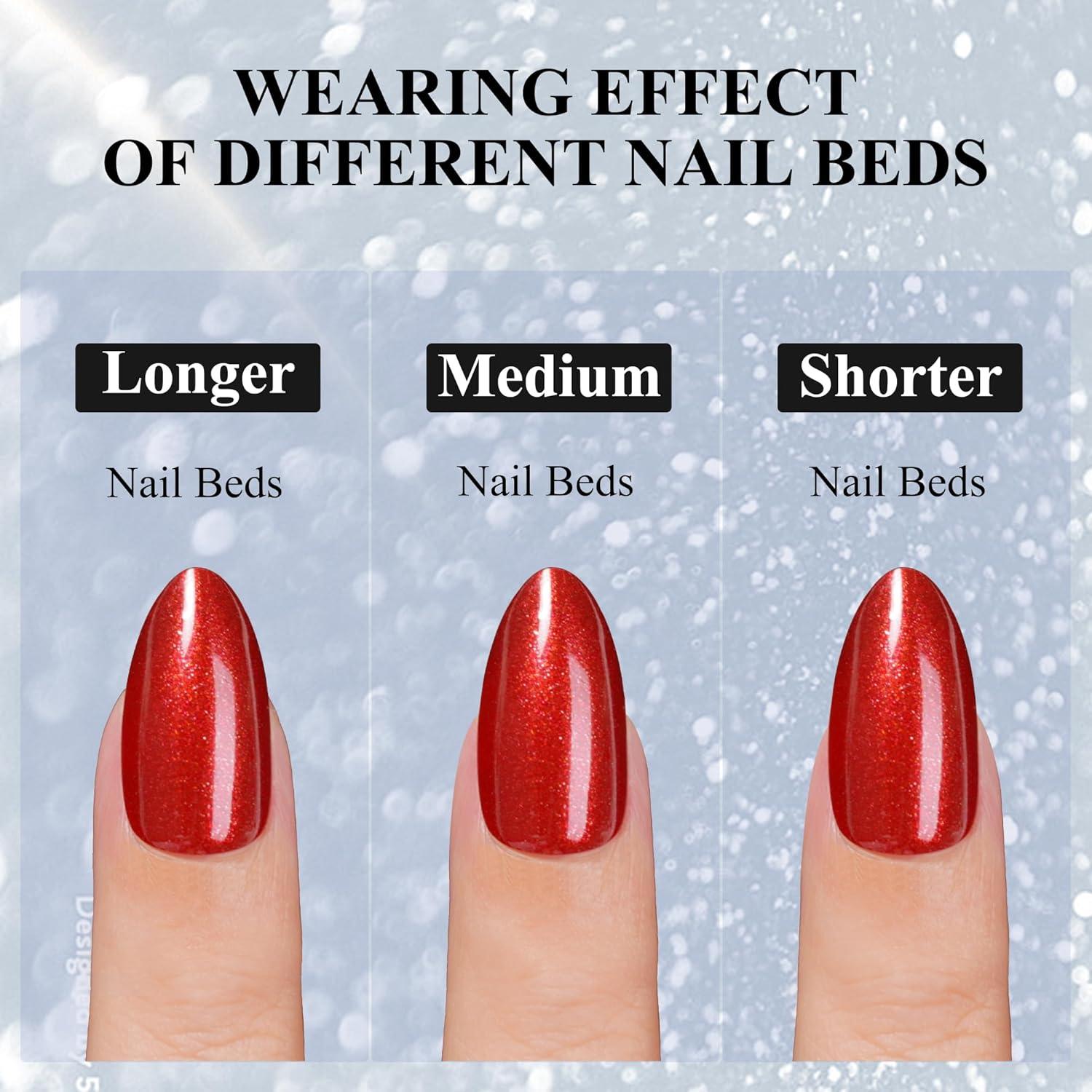 Uñas Postizas Cortas Jofay Fashion - 5 Estilos Rojos Almendra