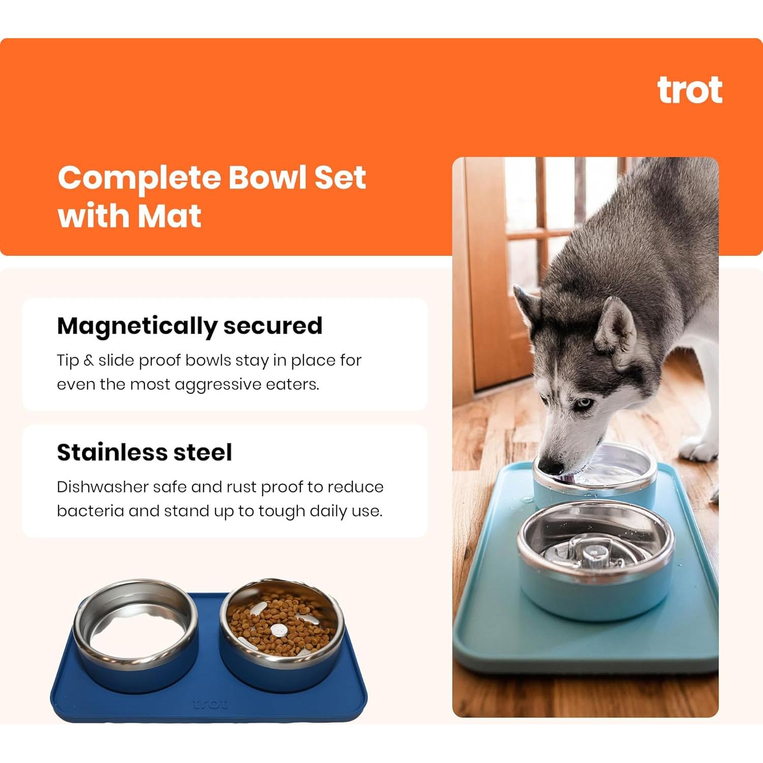 Tazones Antideslizantes Trot Pets - Acero Inoxidable Pequeño